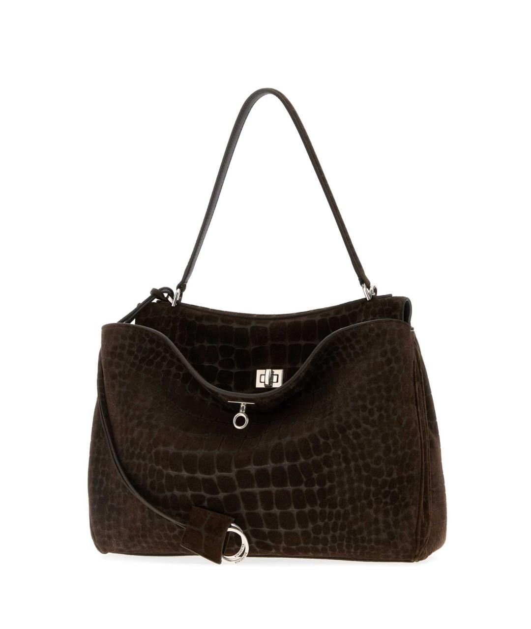 BALENCIAGA Коричневая замшевая сумка тоут, фото 2