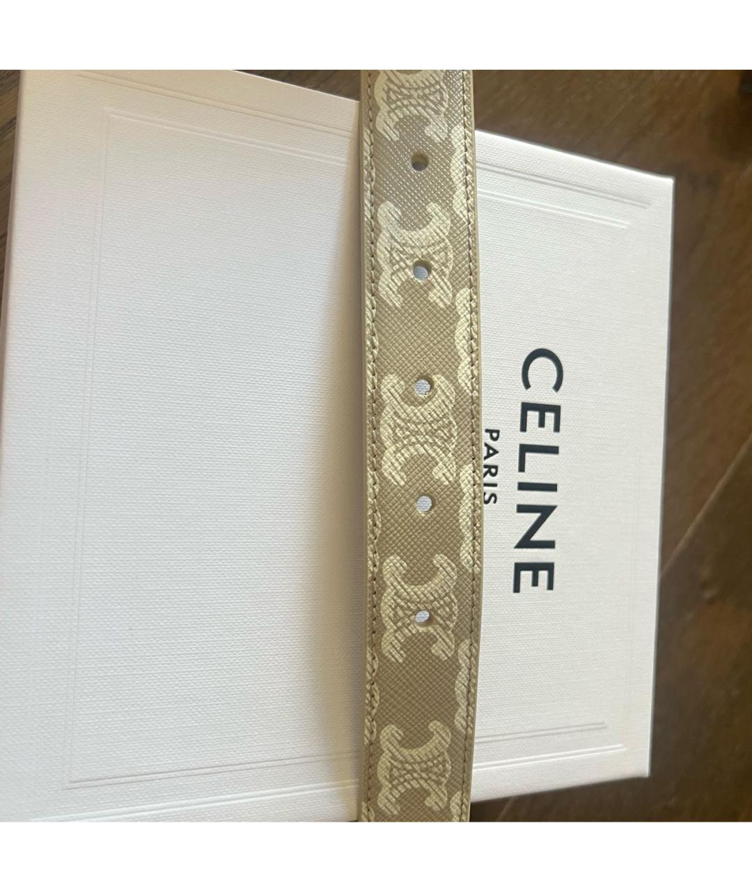 CELINE Бежевый кожаный ремень, фото 3