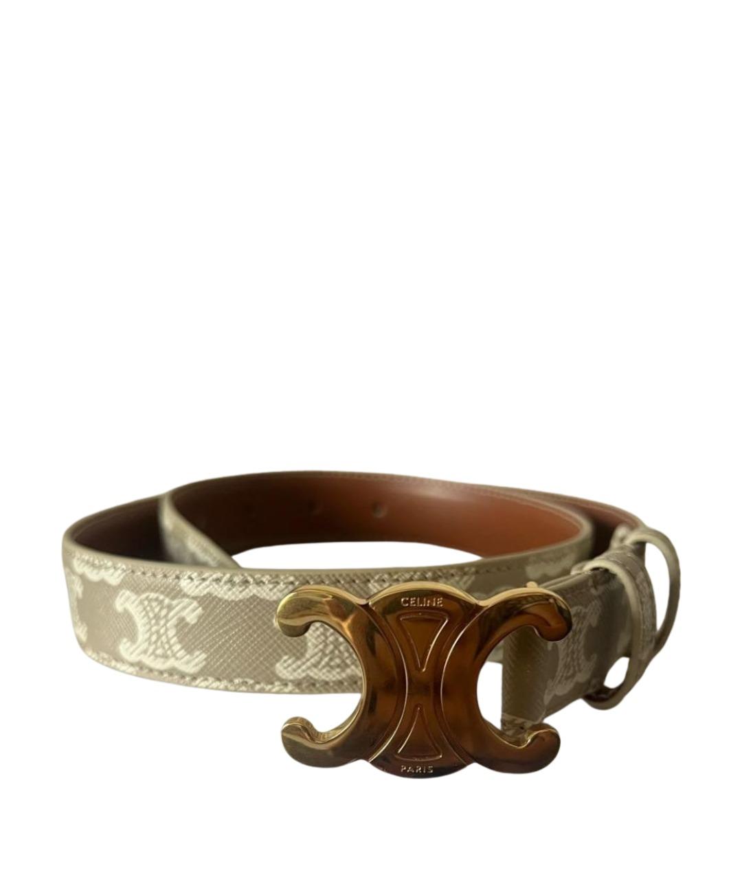 CELINE Бежевый кожаный ремень, фото 1