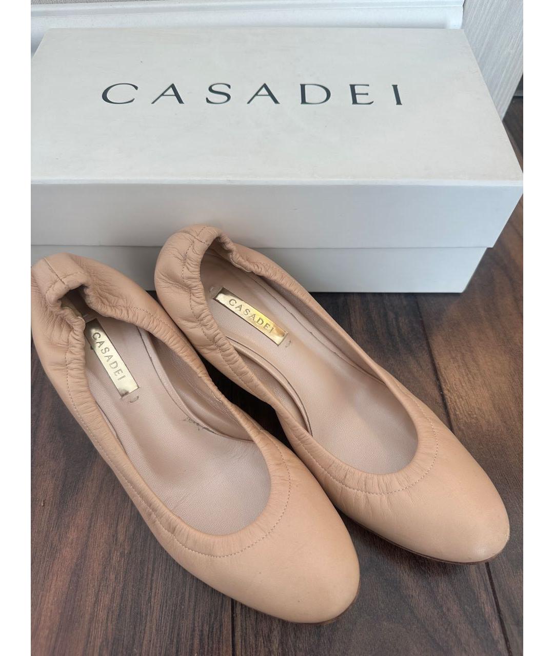 CASADEI Бежевые кожаные туфли, фото 6