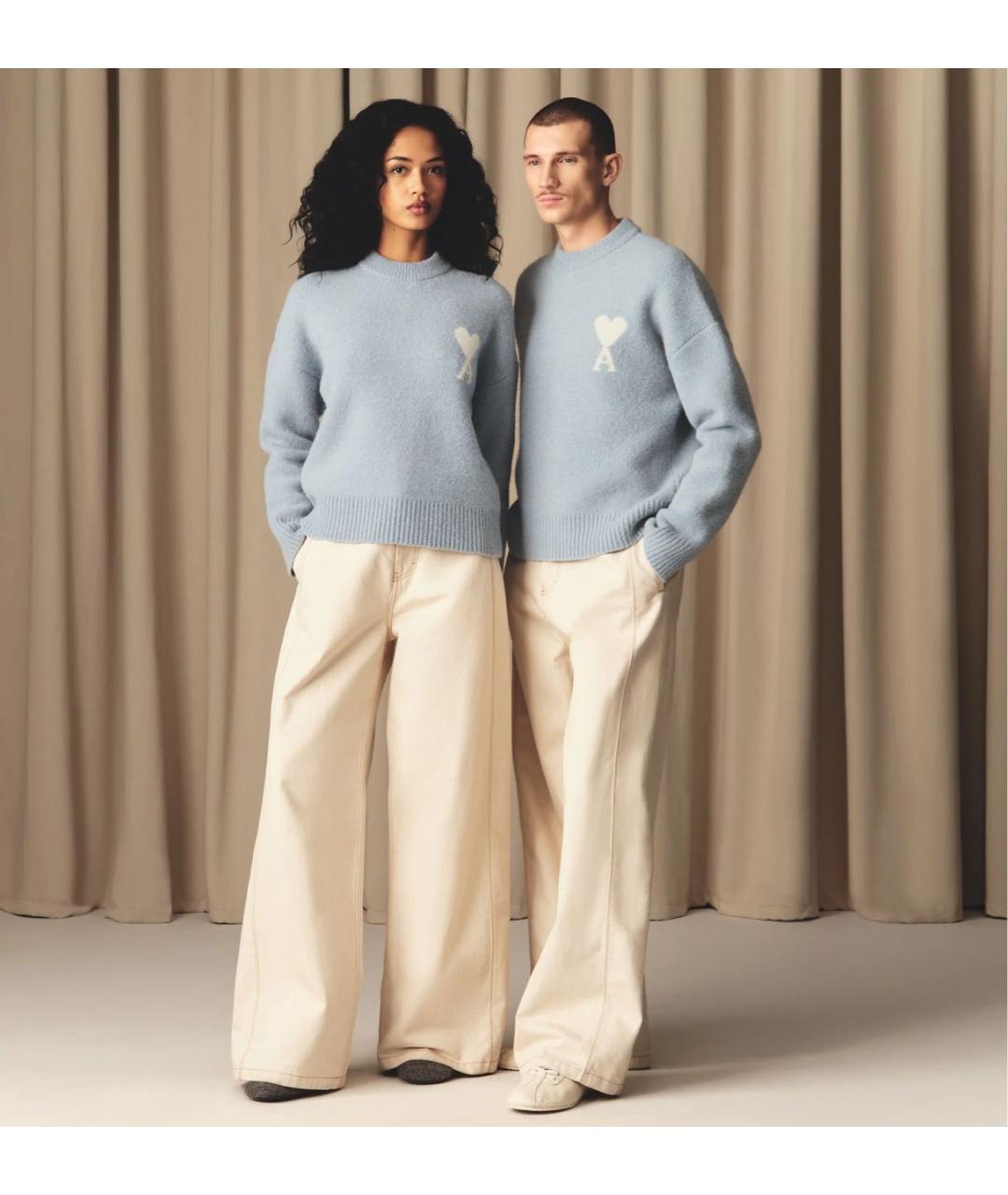 Ami Paris Голубой шерстяной джемпер / свитер, фото 2