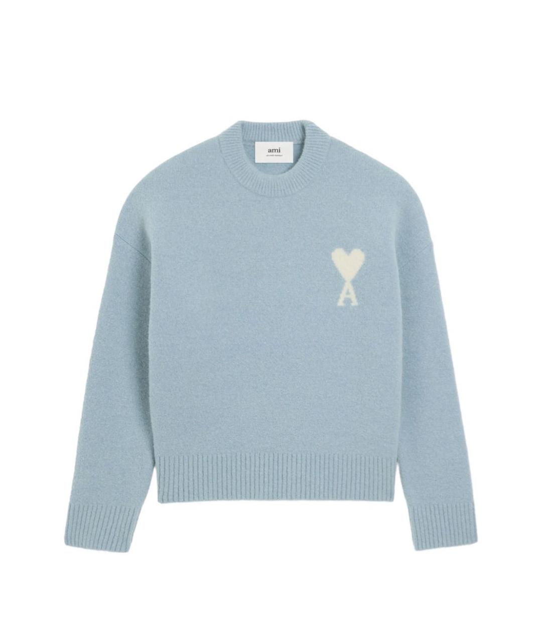 Ami Paris Голубой шерстяной джемпер / свитер, фото 1
