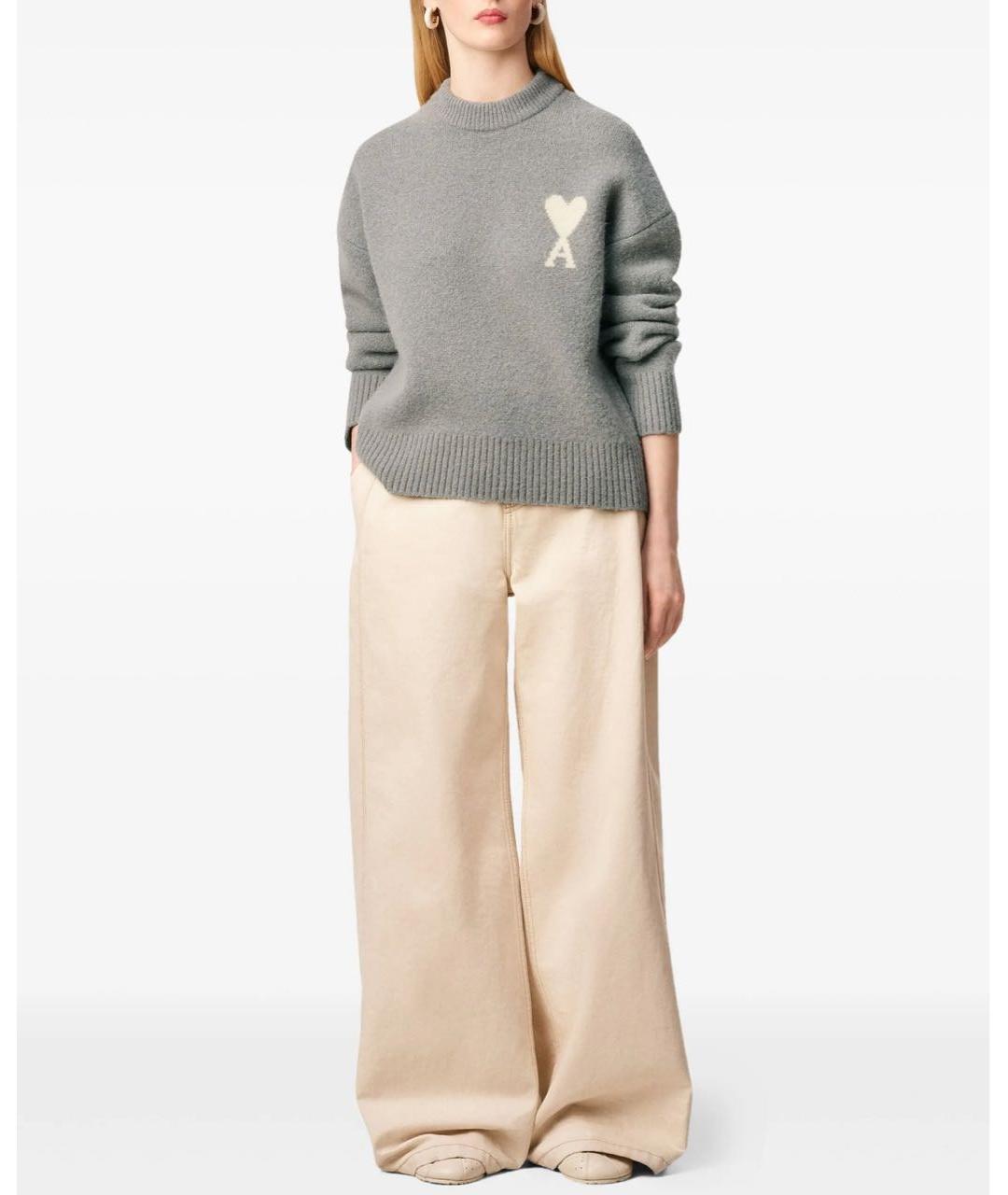 Ami Paris Серый шерстяной джемпер / свитер, фото 2