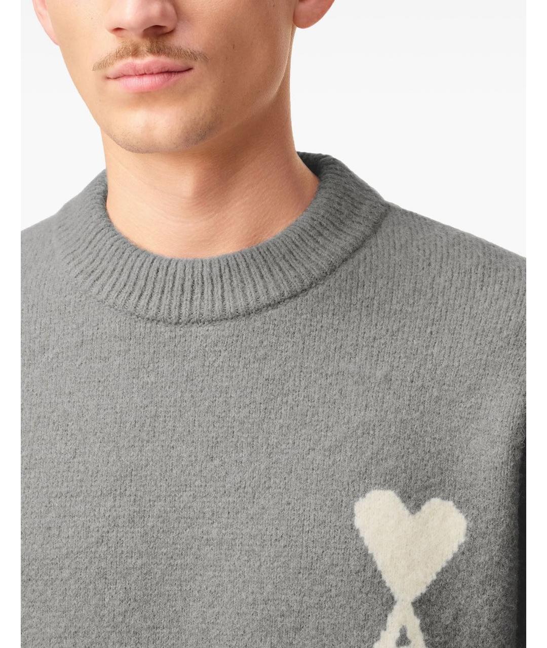 Ami Paris Серый шерстяной джемпер / свитер, фото 4