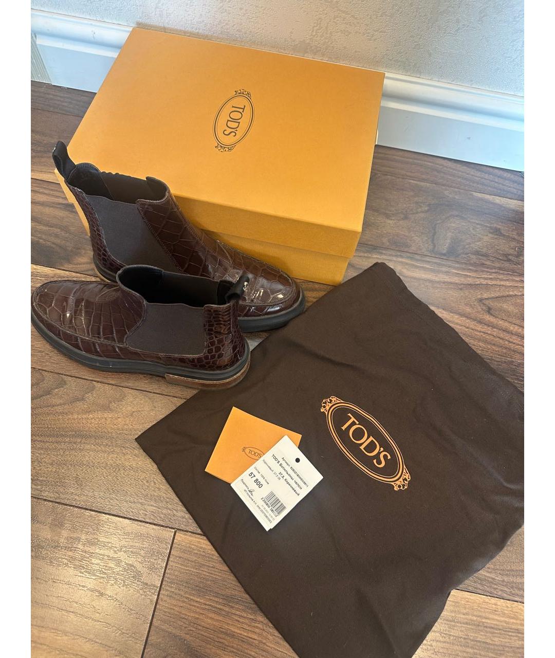 TOD'S Коричневые кожаные ботинки, фото 5