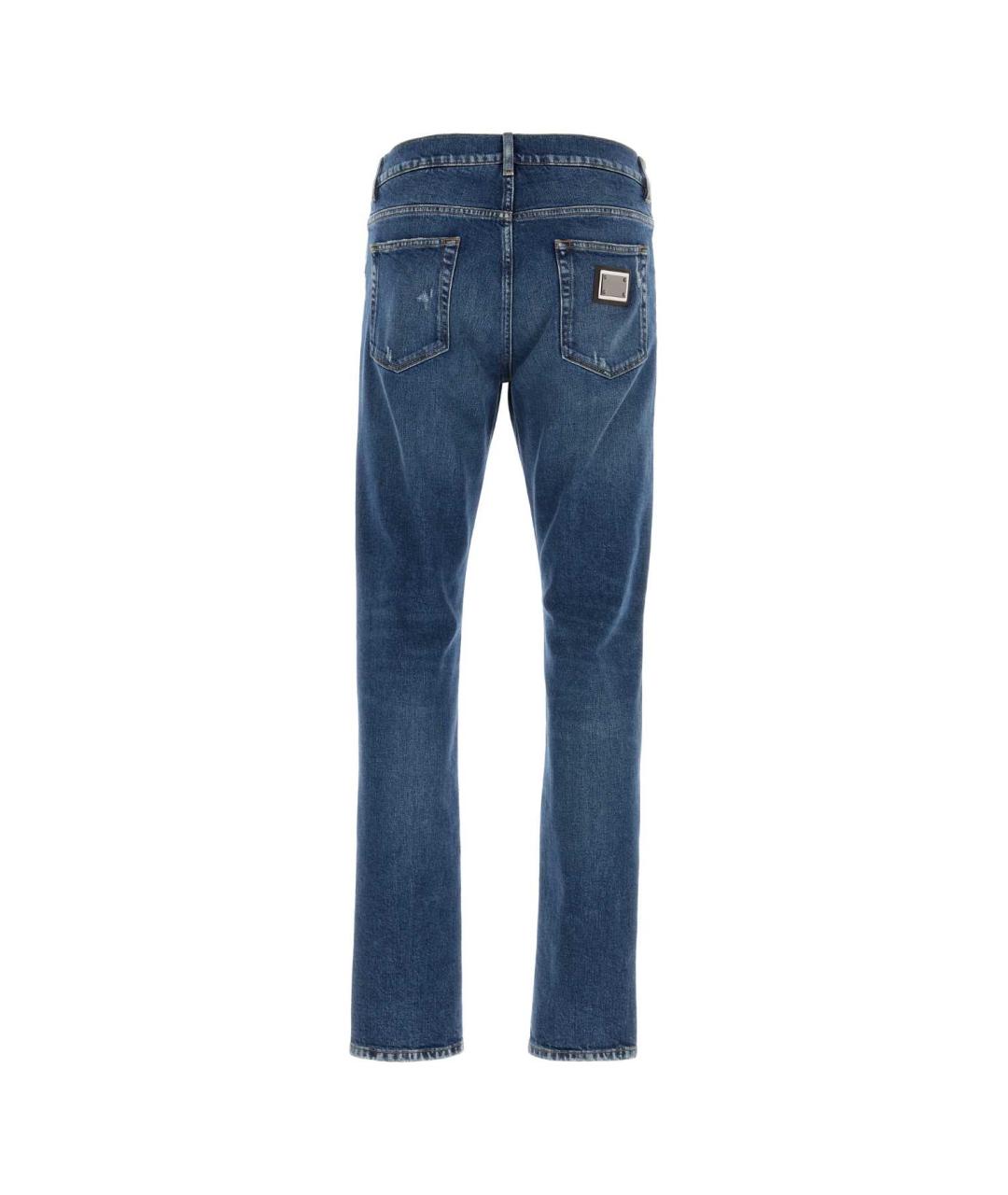 DOLCE&GABBANA Синие хлопковые прямые джинсы, фото 2