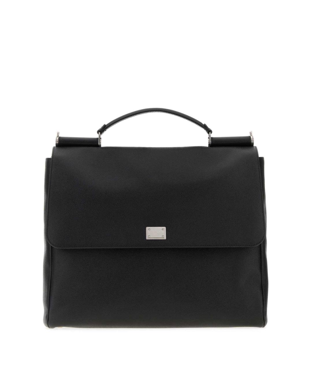 DOLCE&GABBANA Черный кожаный портфель, фото 1