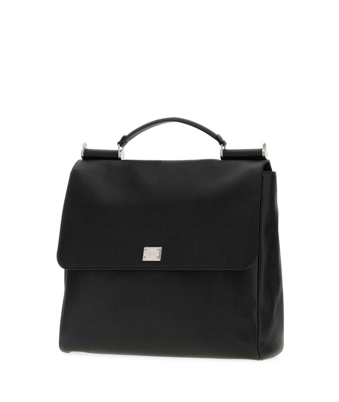 DOLCE&GABBANA Черный кожаный портфель, фото 2