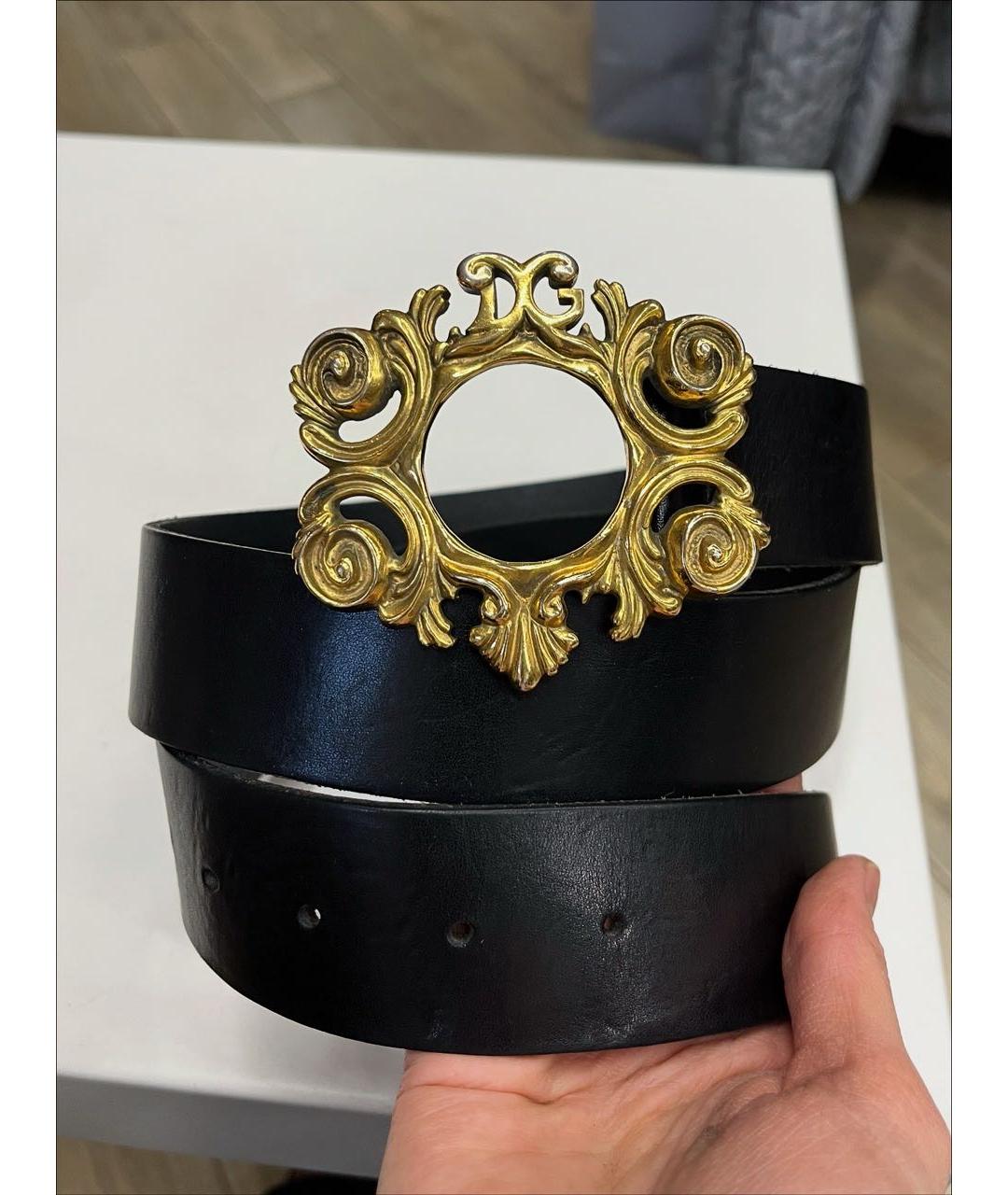 DOLCE&GABBANA Черный кожаный ремень, фото 8