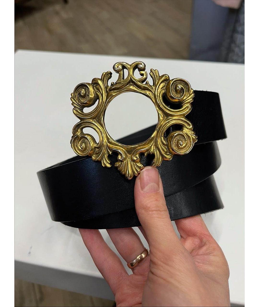 DOLCE&GABBANA Черный кожаный ремень, фото 2