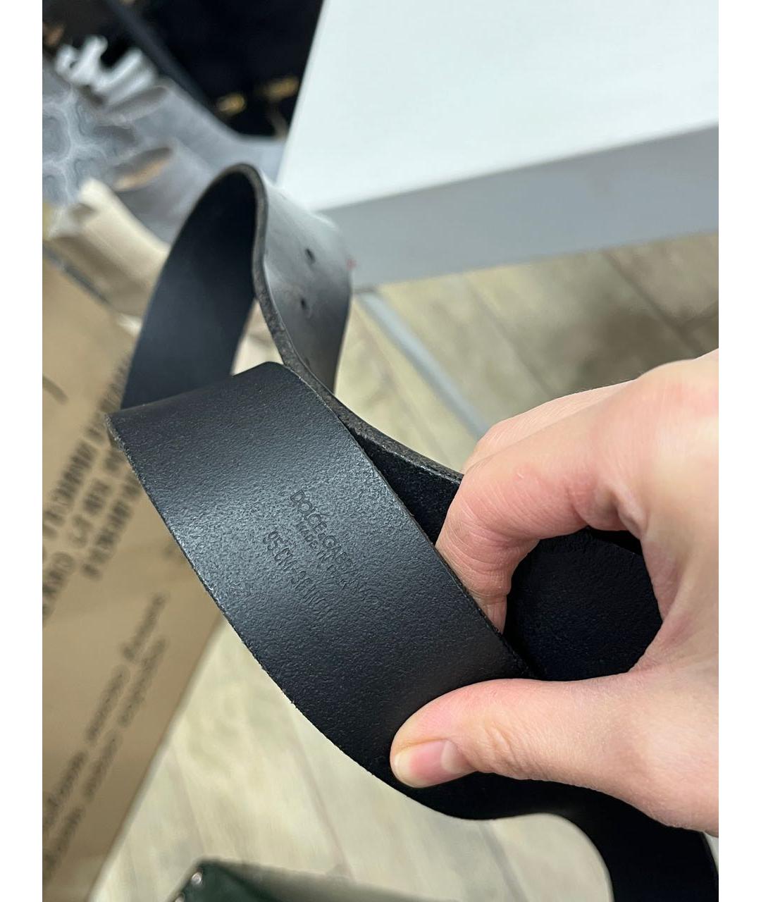 DOLCE&GABBANA Черный кожаный ремень, фото 4