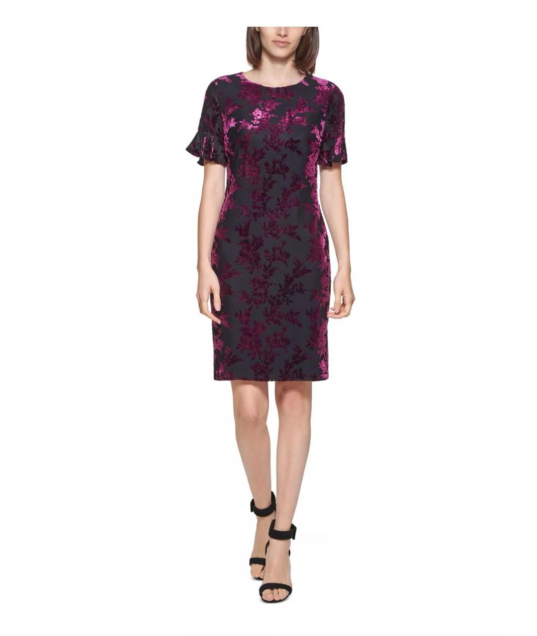 CALVIN KLEIN Фиолетовое бархатное коктейльное платье, фото 7