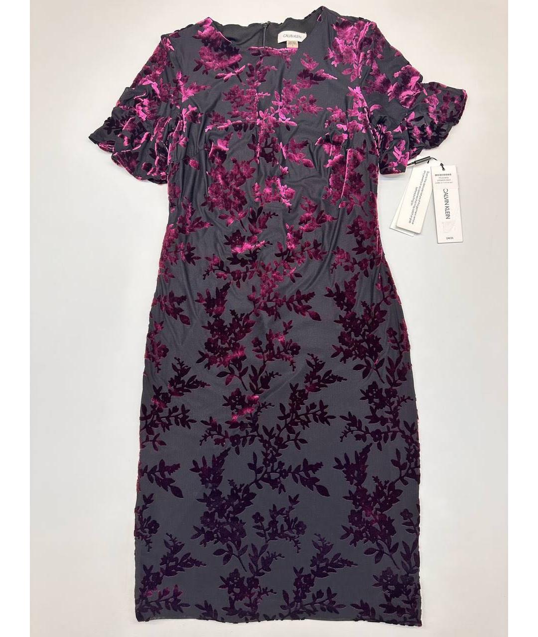 CALVIN KLEIN Фиолетовое бархатное коктейльное платье, фото 9