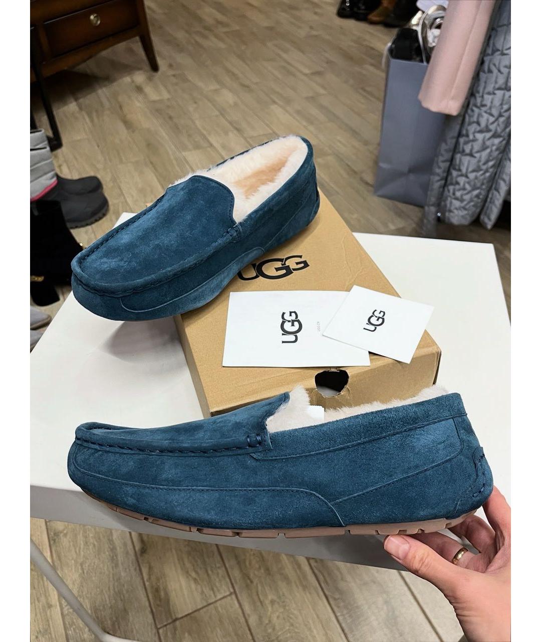UGG AUSTRALIA Бирюзовые замшевые мокасины, фото 1