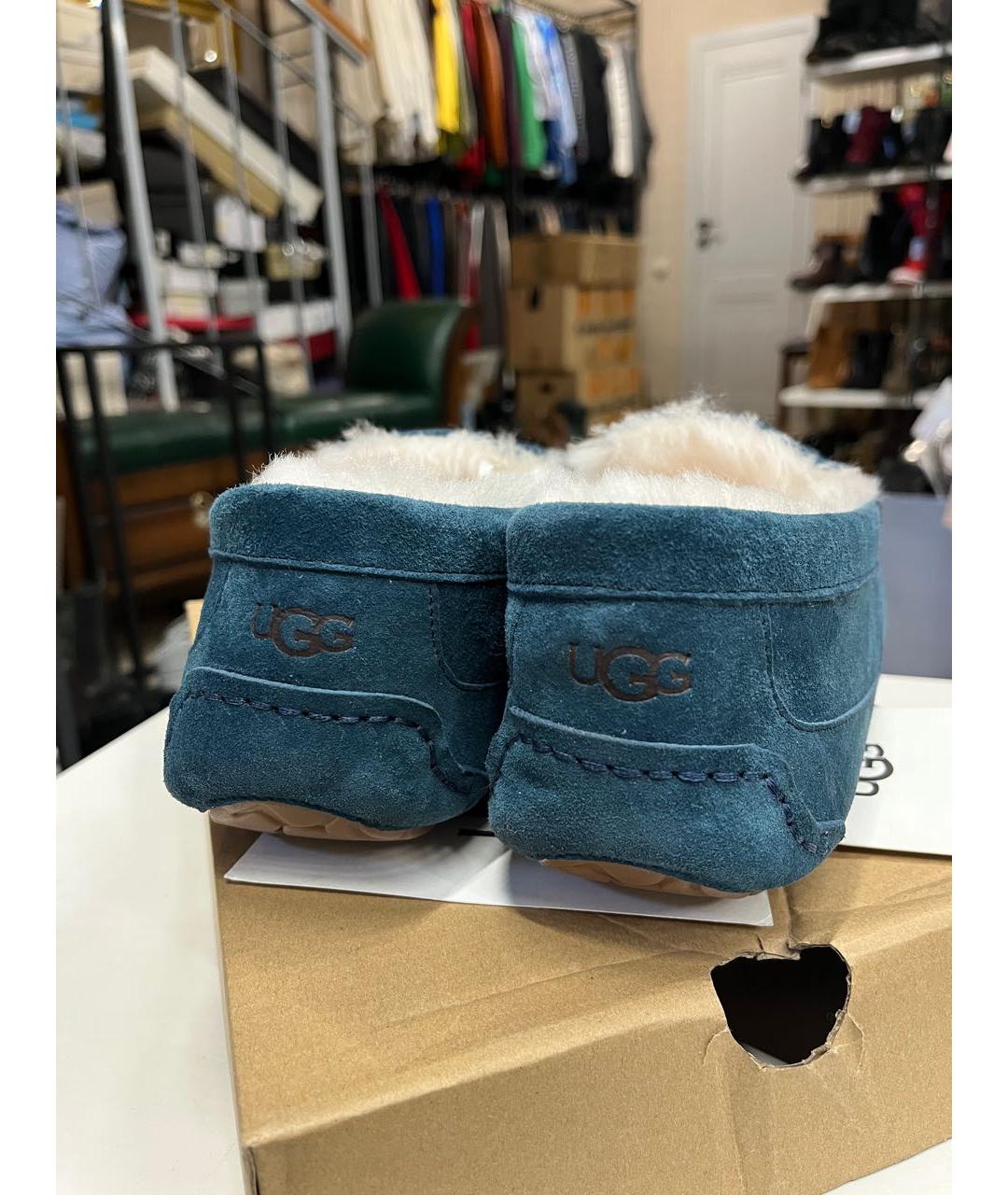 UGG AUSTRALIA Бирюзовые замшевые мокасины, фото 5