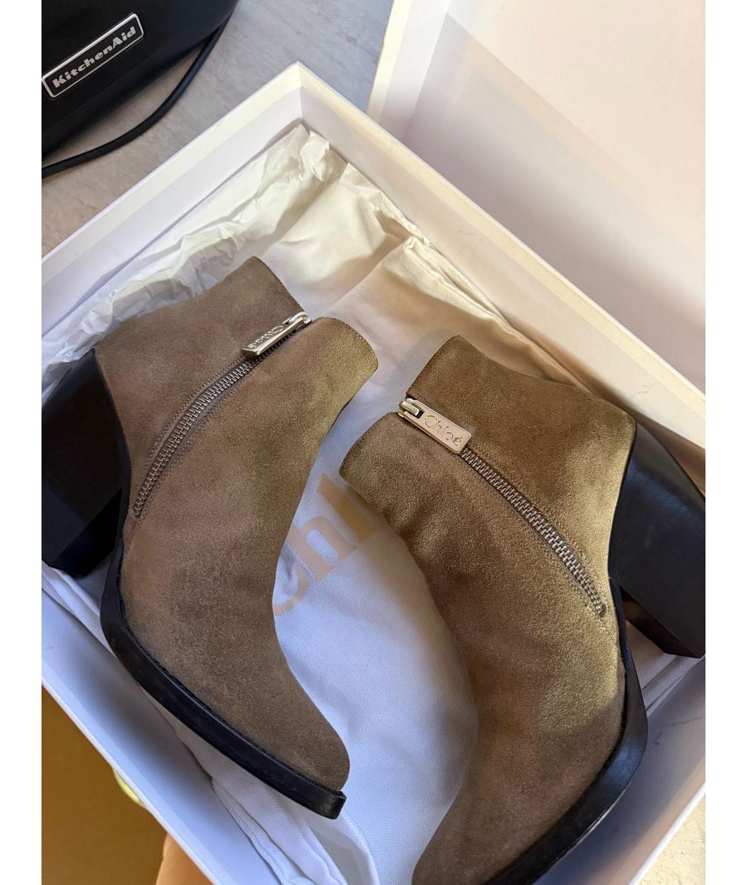 CHLOE Коричневые замшевые ботильоны, фото 6