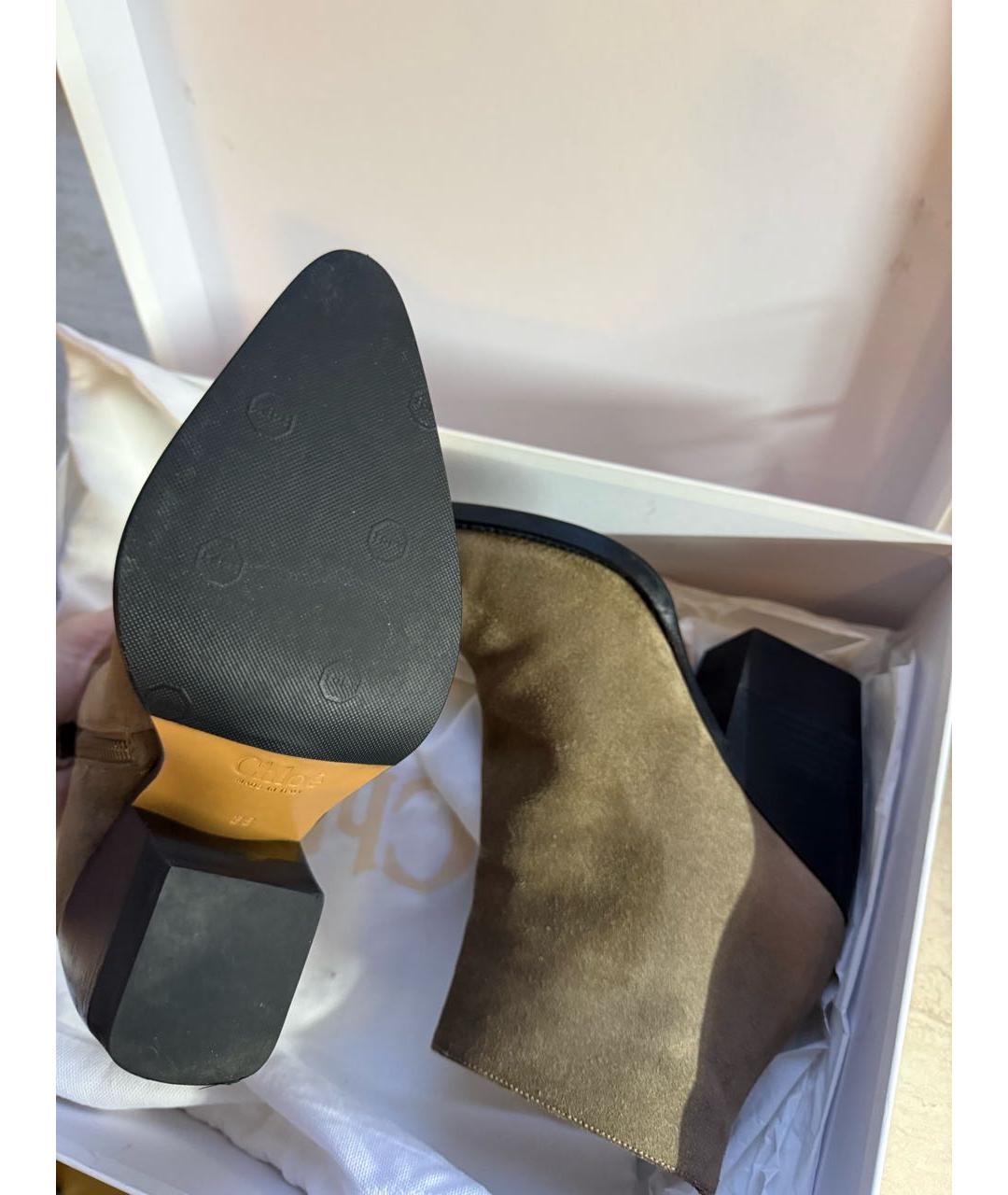 CHLOE Коричневые замшевые ботильоны, фото 7