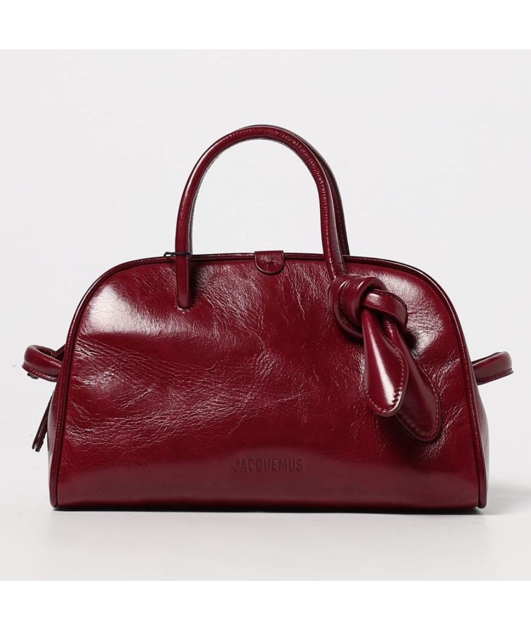 JACQUEMUS Бордовая кожаная сумка с короткими ручками, фото 5
