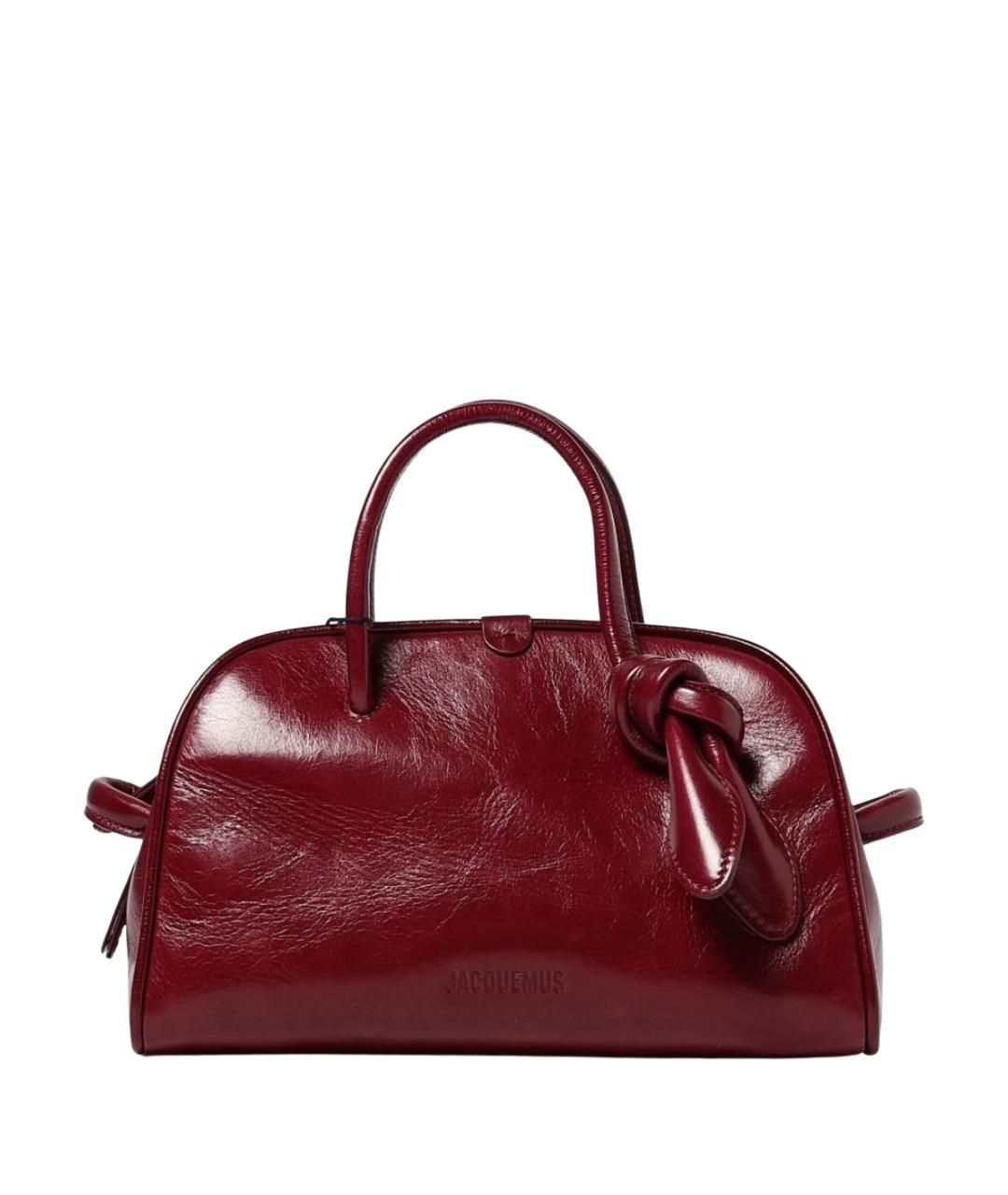 JACQUEMUS Бордовая кожаная сумка с короткими ручками, фото 1