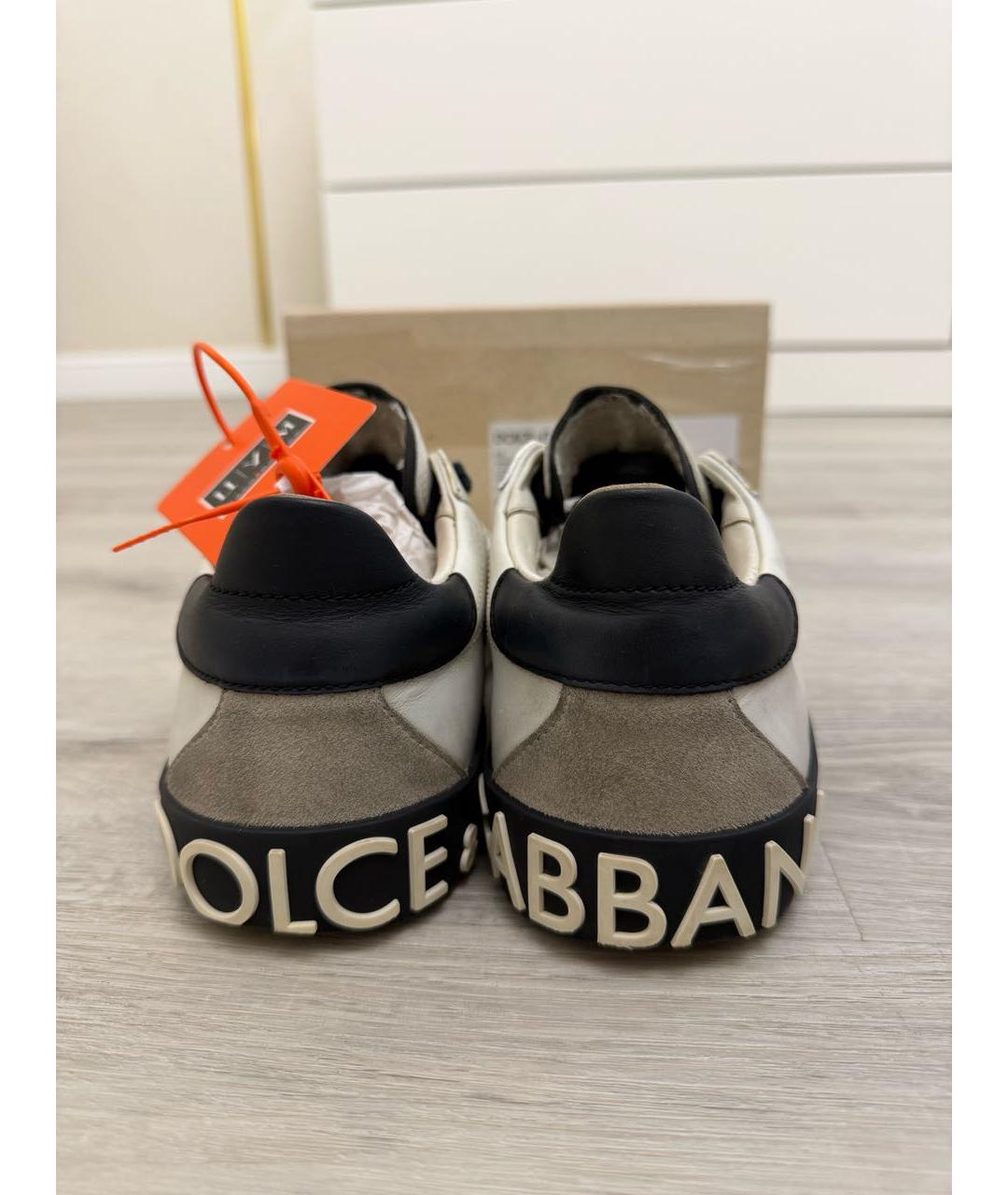 DOLCE&GABBANA Белые кожаные кеды, фото 4