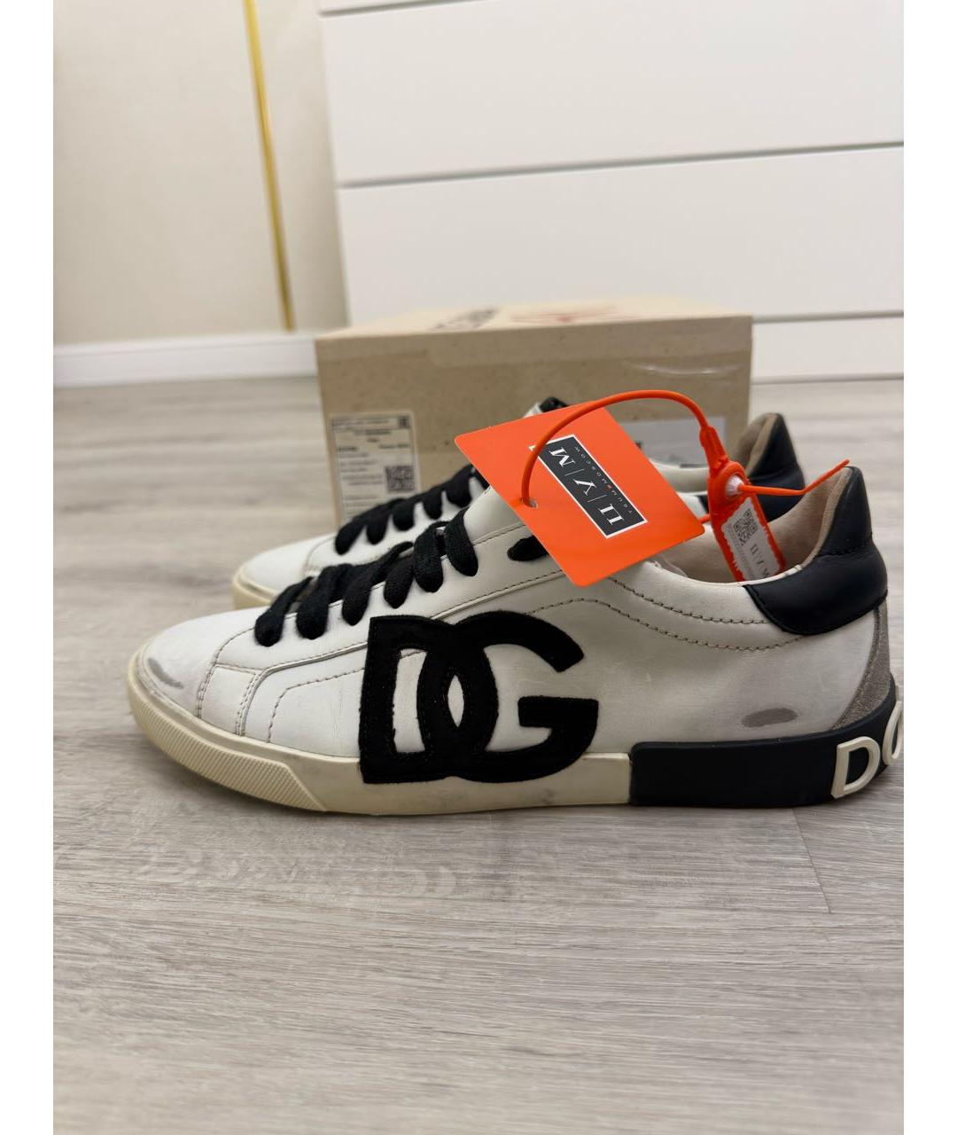 DOLCE&GABBANA Белые кожаные кеды, фото 2