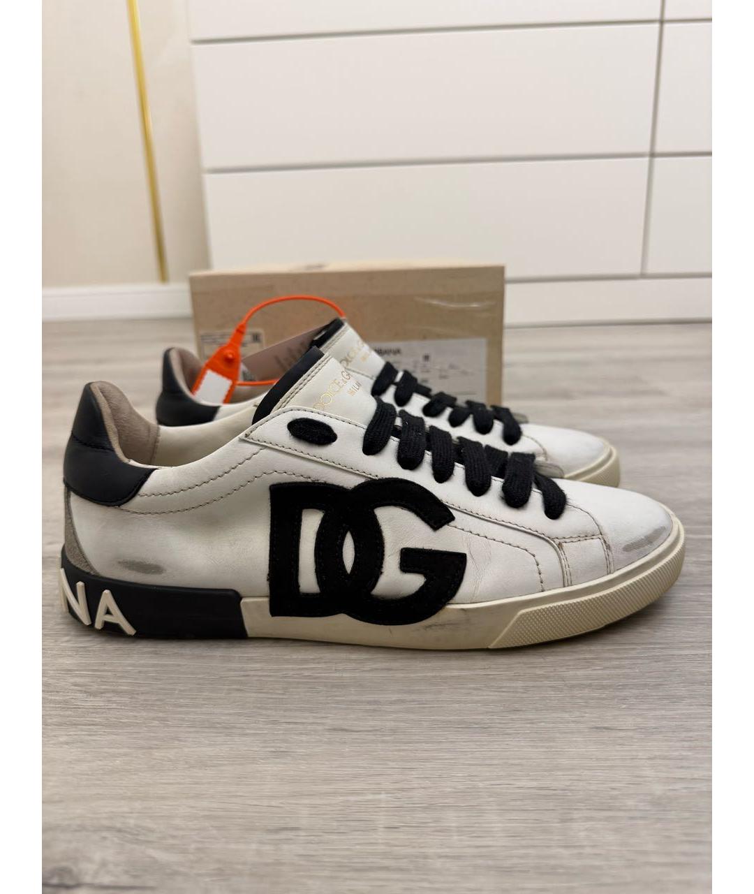 DOLCE&GABBANA Белые кожаные кеды, фото 6