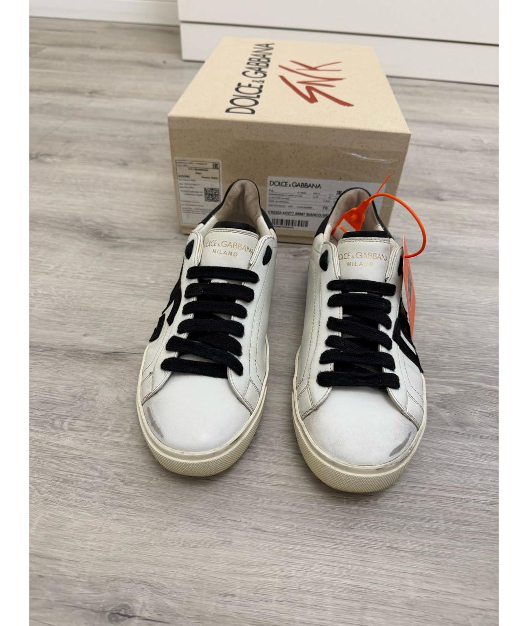 DOLCE&GABBANA Белые кожаные кеды, фото 3