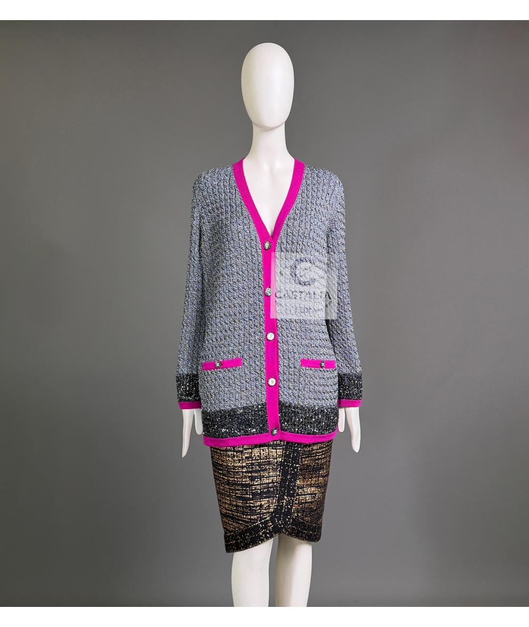 CHANEL Серый вискозный жакет/пиджак, фото 4