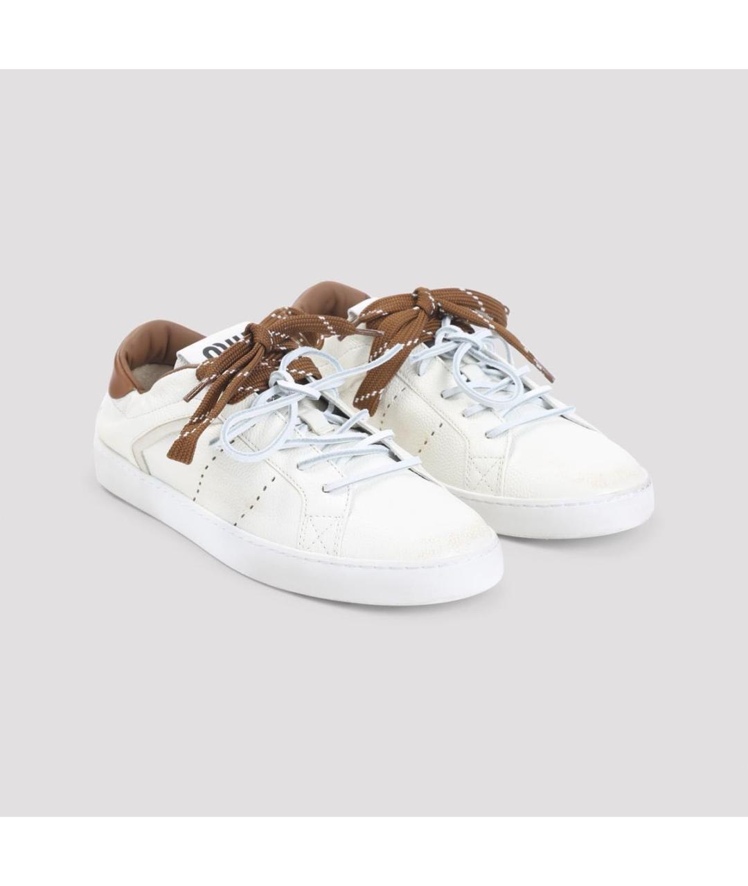 MIU MIU Белые кожаные кеды, фото 9