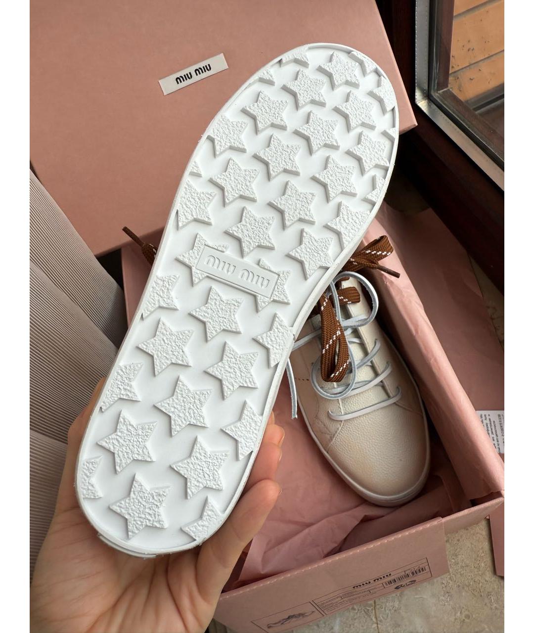 MIU MIU Белые кожаные кеды, фото 7