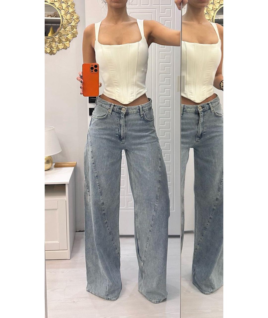 REFORMATION Голубые хлопковые джинсы клеш, фото 5