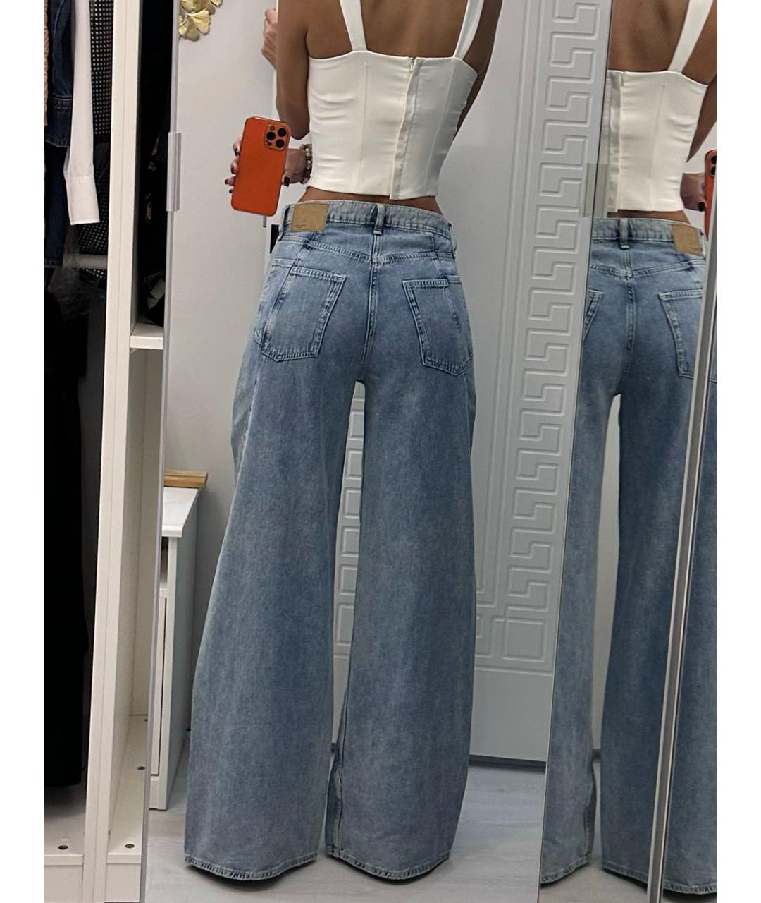 REFORMATION Голубые хлопковые джинсы клеш, фото 6