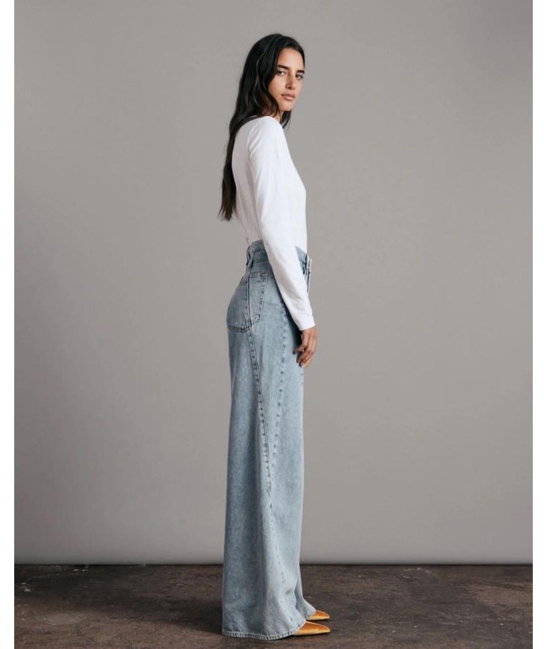 REFORMATION Голубые хлопковые джинсы клеш, фото 2