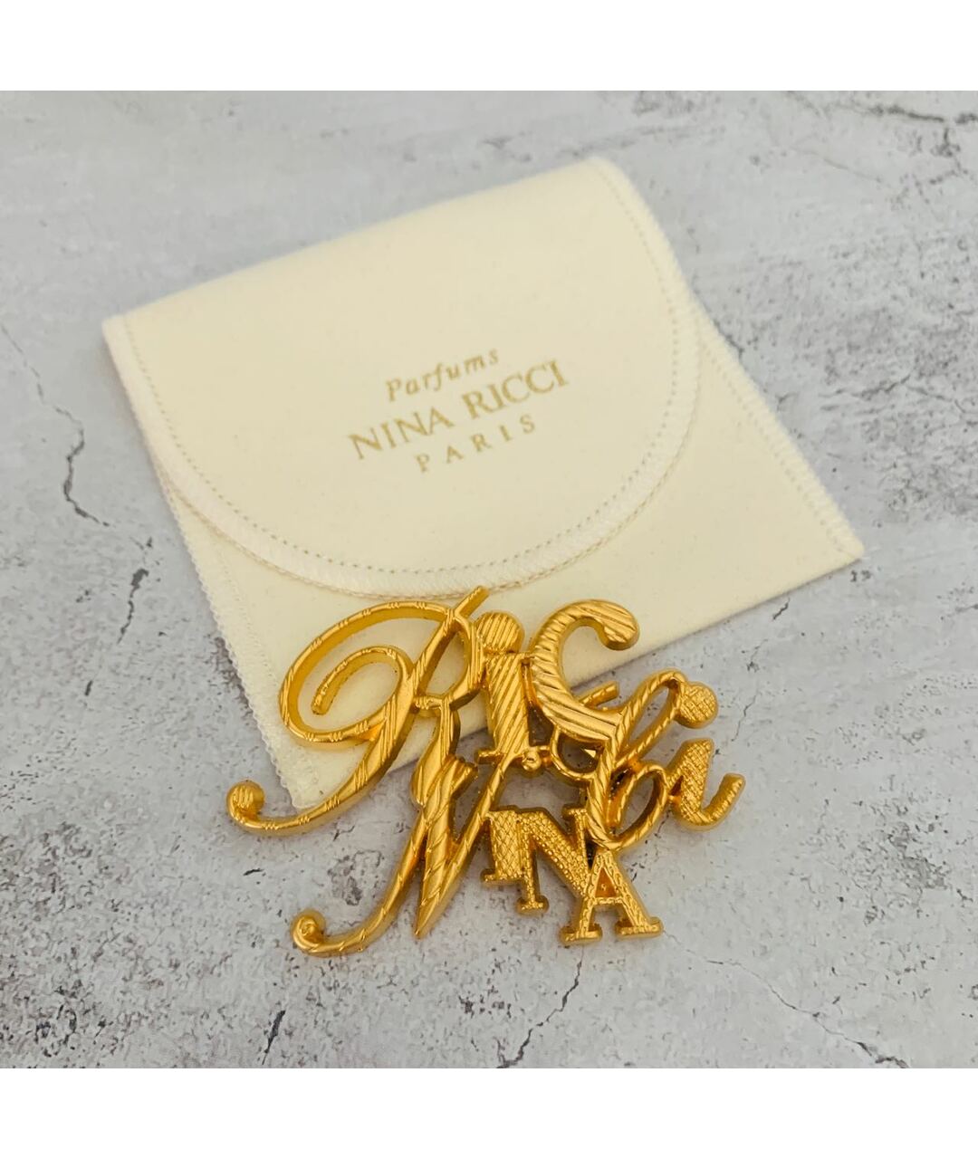 NINA RICCI VINTAGE Золотая металлическая булавка / брошь, фото 5