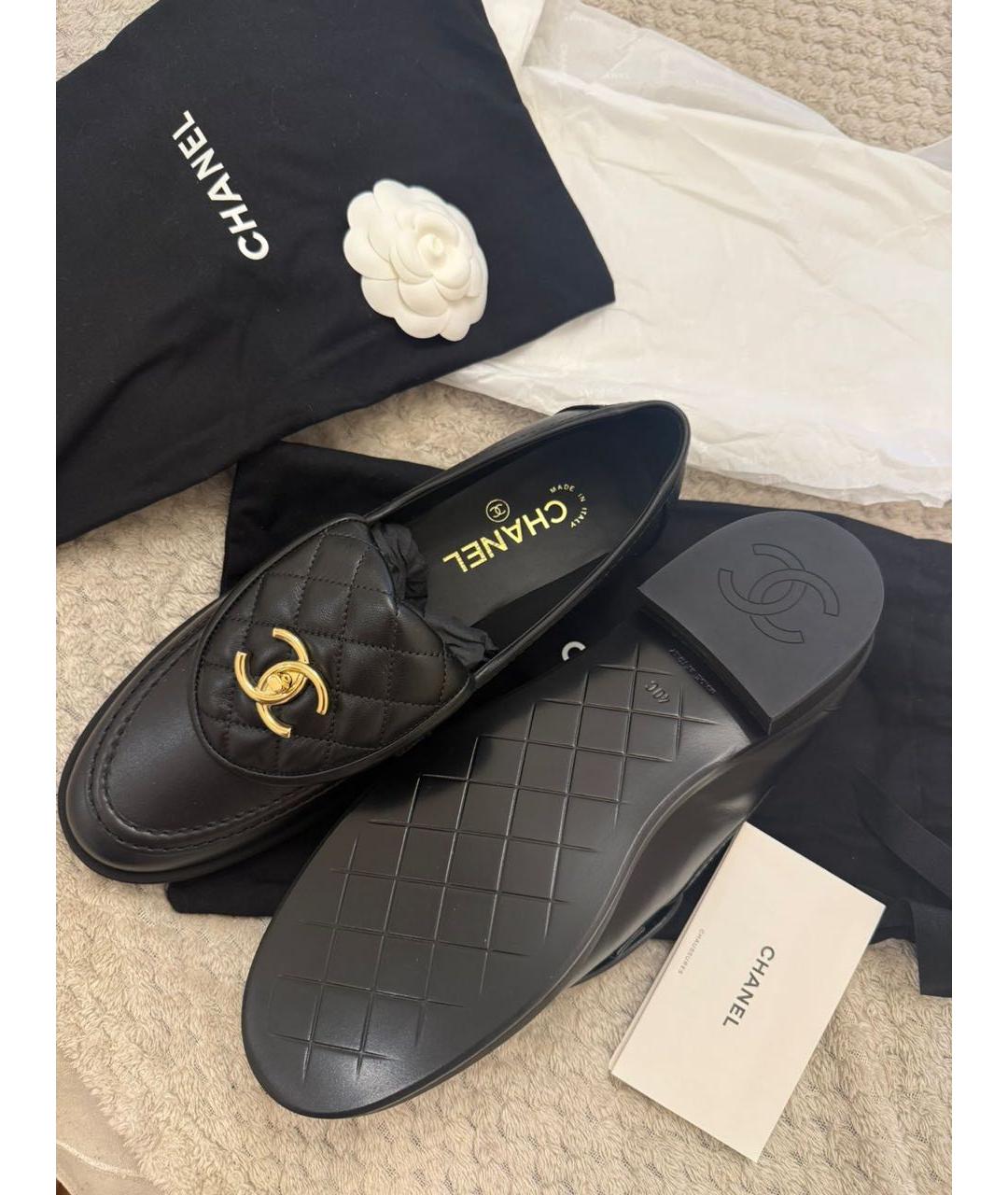 CHANEL Черные кожаные лоферы, фото 2