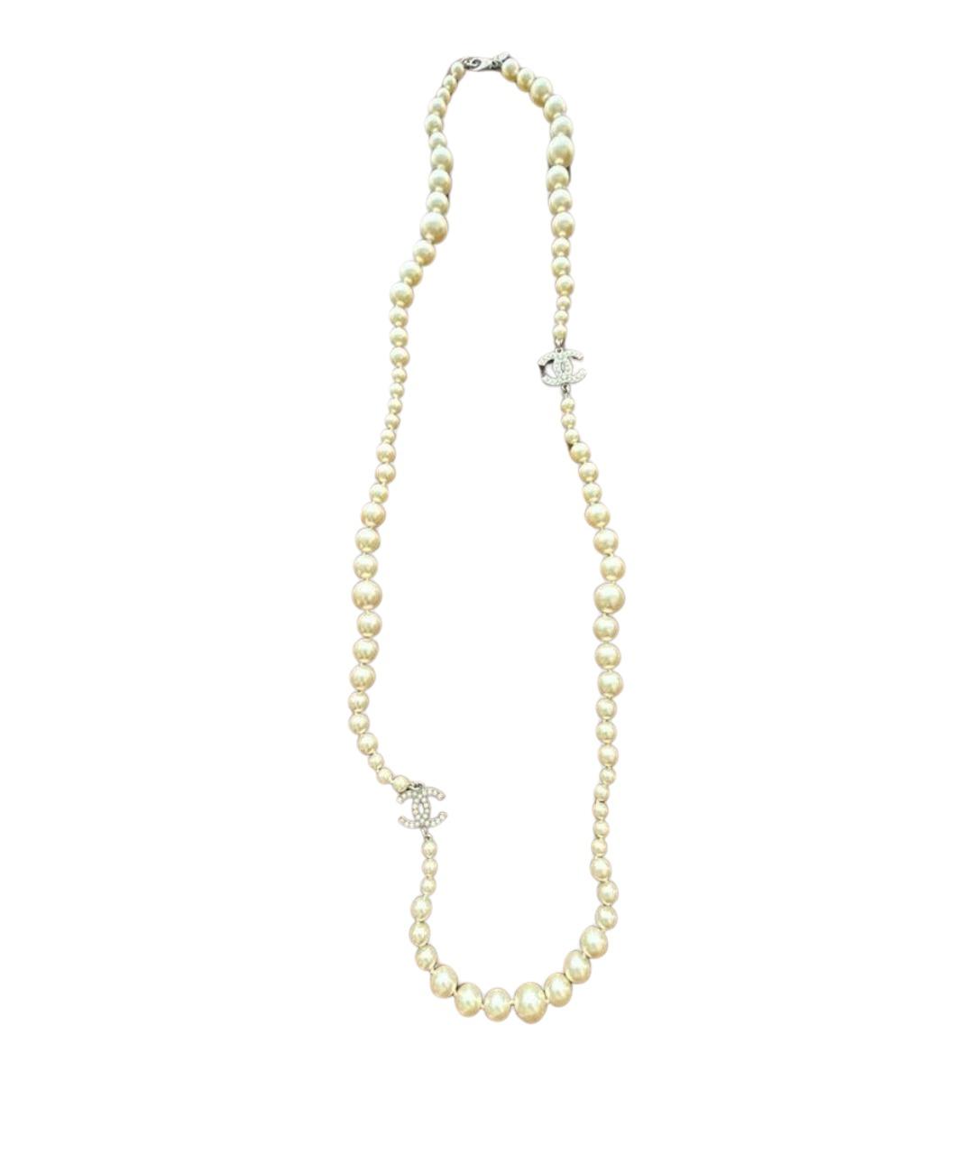 CHANEL Белое металлическое колье, фото 1