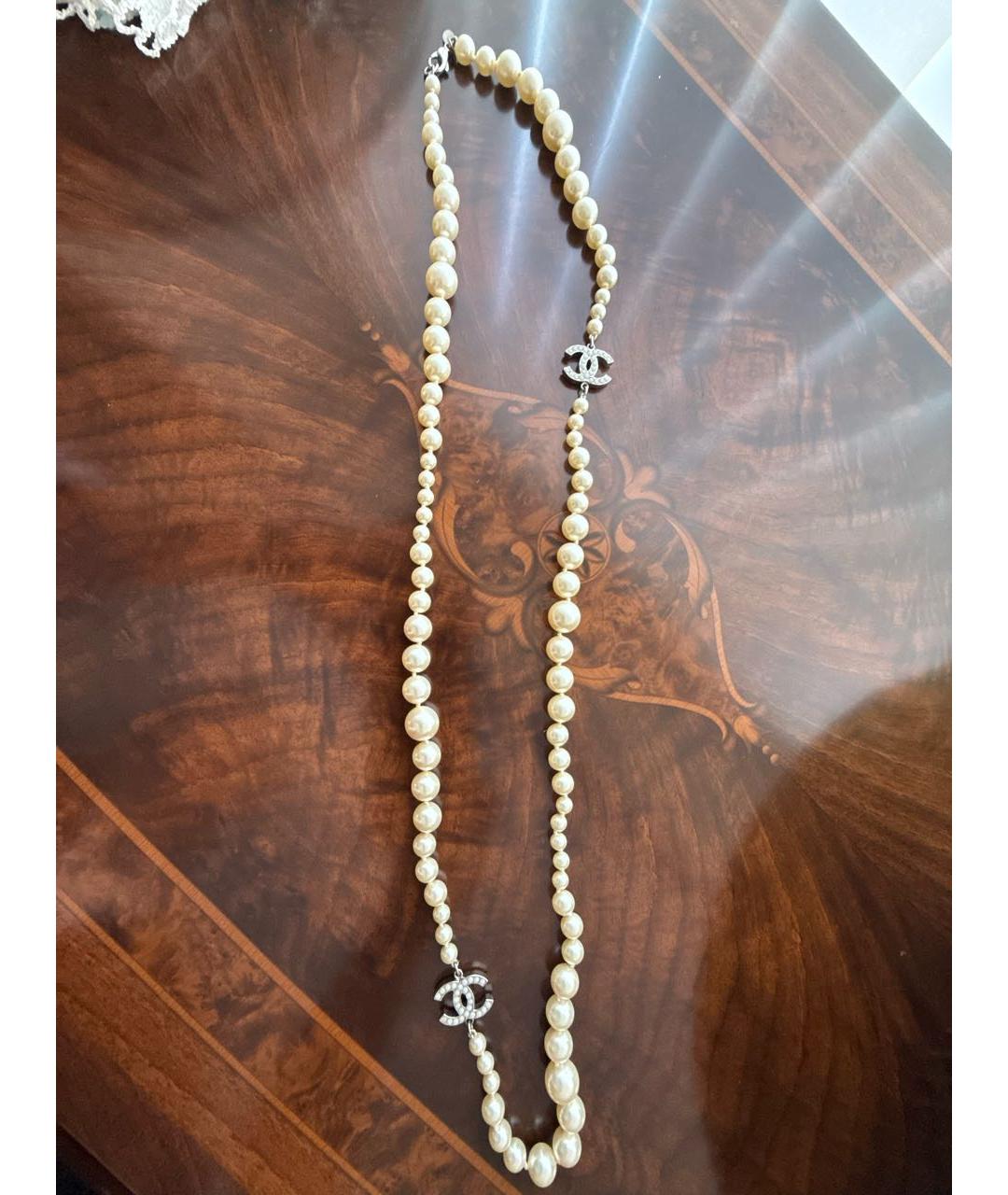CHANEL Белое металлическое колье, фото 3