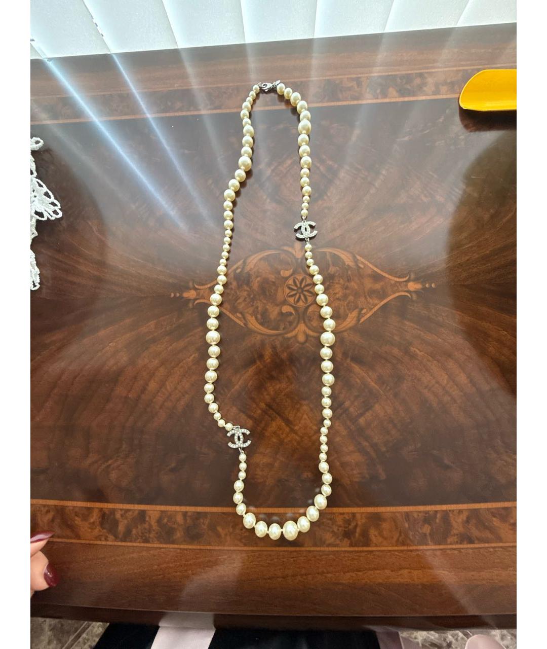 CHANEL Белое металлическое колье, фото 5
