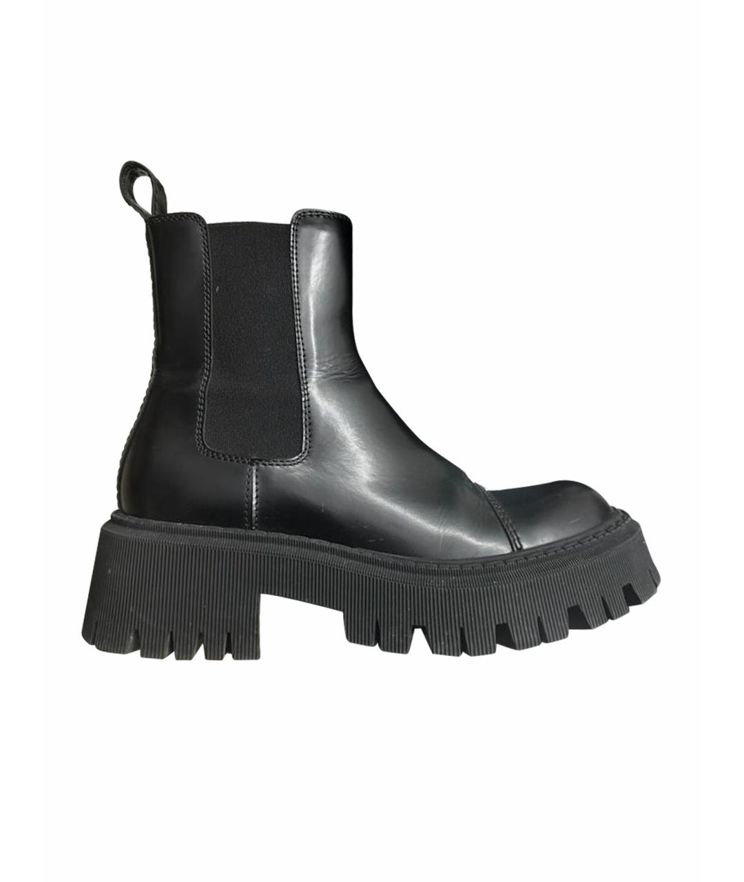 BALENCIAGA Черные кожаные ботинки, фото 1