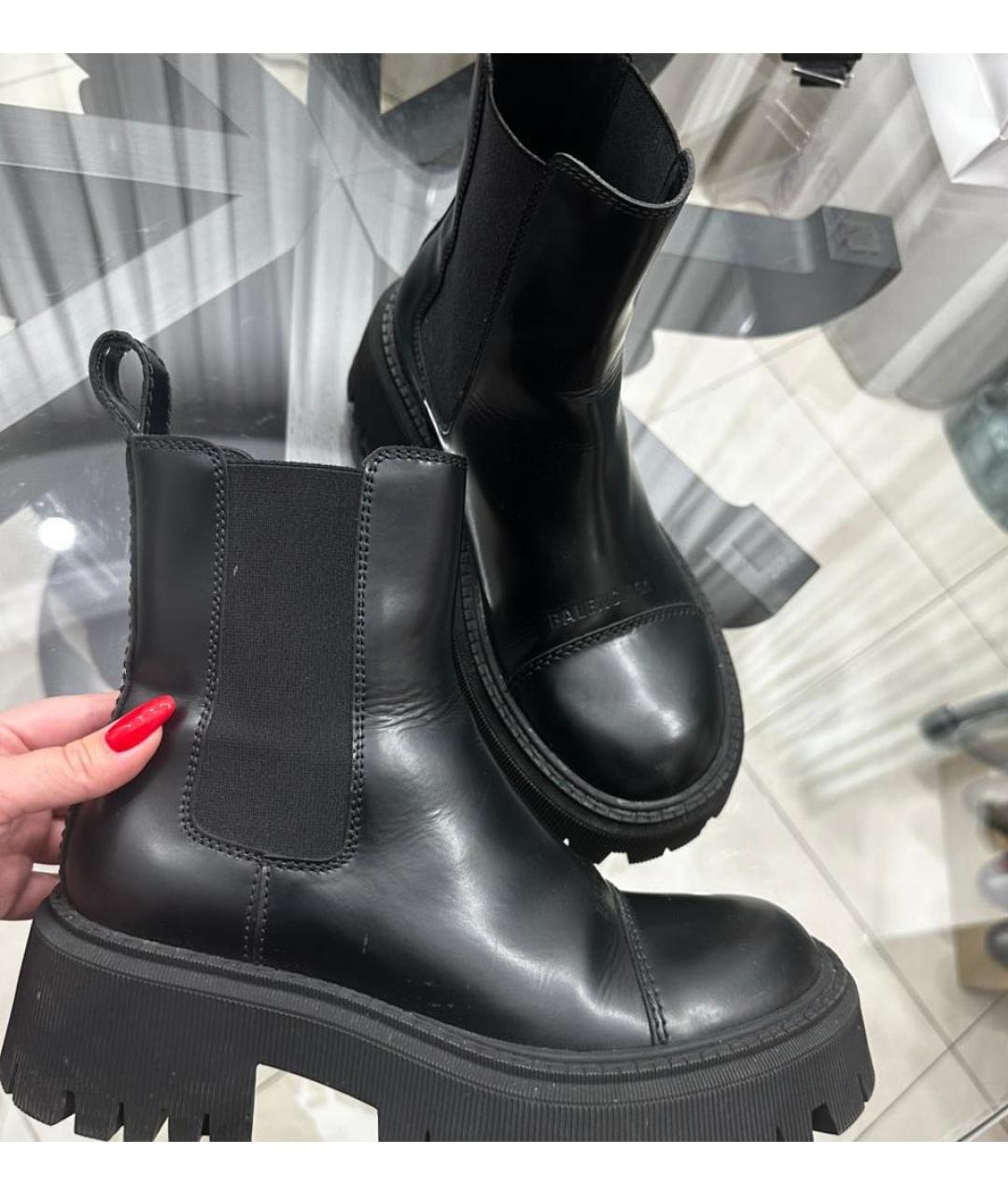 BALENCIAGA Черные кожаные ботинки, фото 4