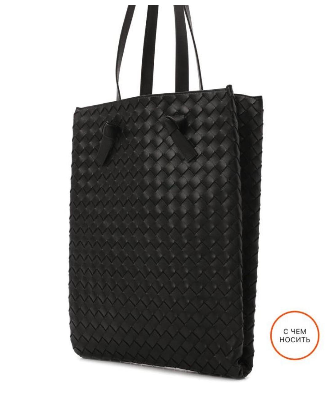 BOTTEGA VENETA Черная кожаная сумка тоут, фото 2