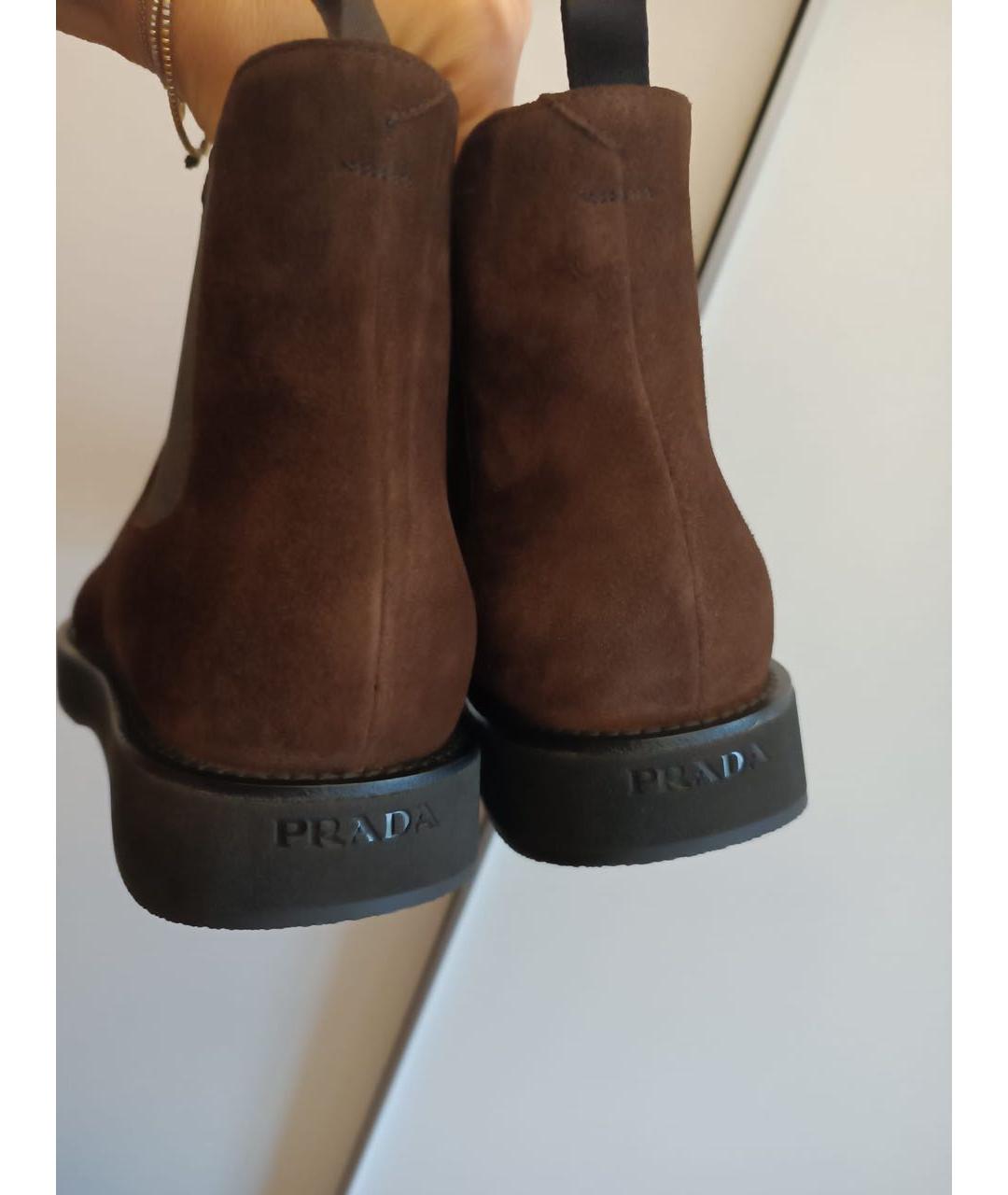 PRADA Коричневые замшевые высокие ботинки, фото 2