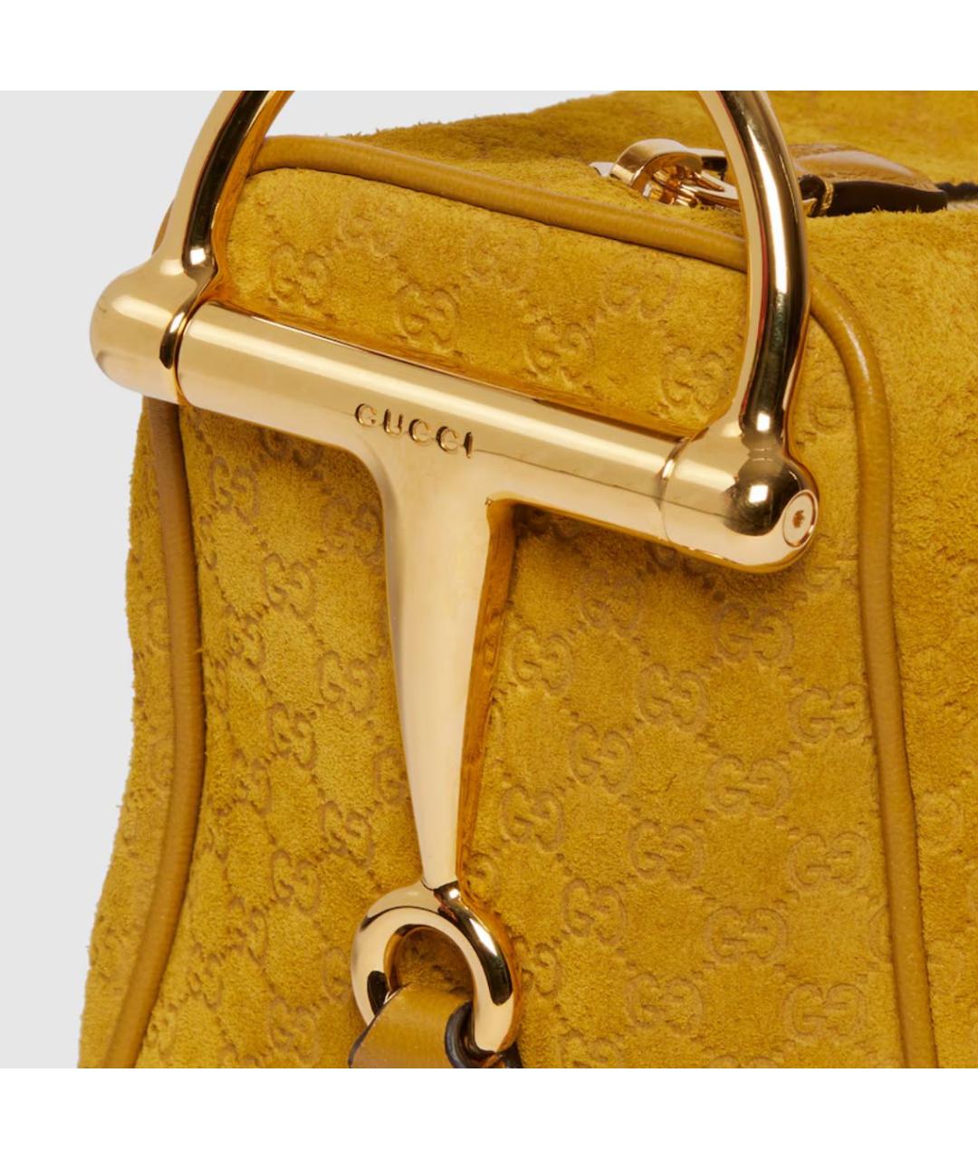 GUCCI Желтая кожаная сумка с короткими ручками, фото 3