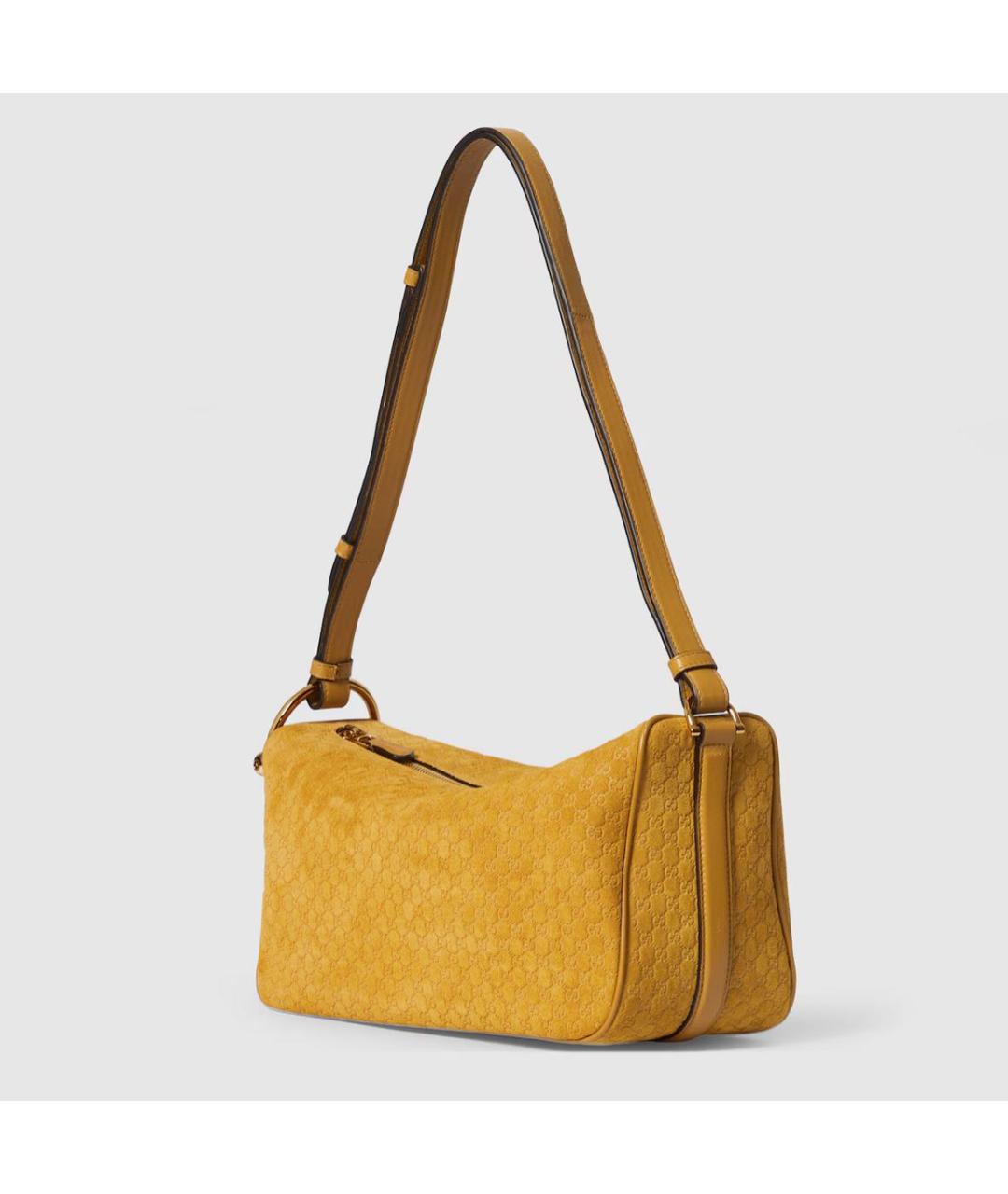 GUCCI Желтая кожаная сумка с короткими ручками, фото 2