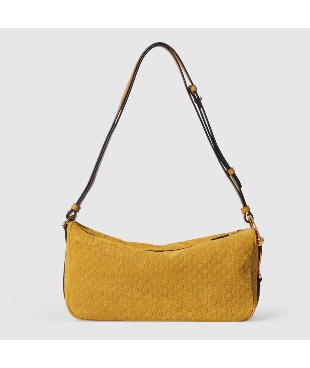 GUCCI Желтая кожаная сумка с короткими ручками, фото 5