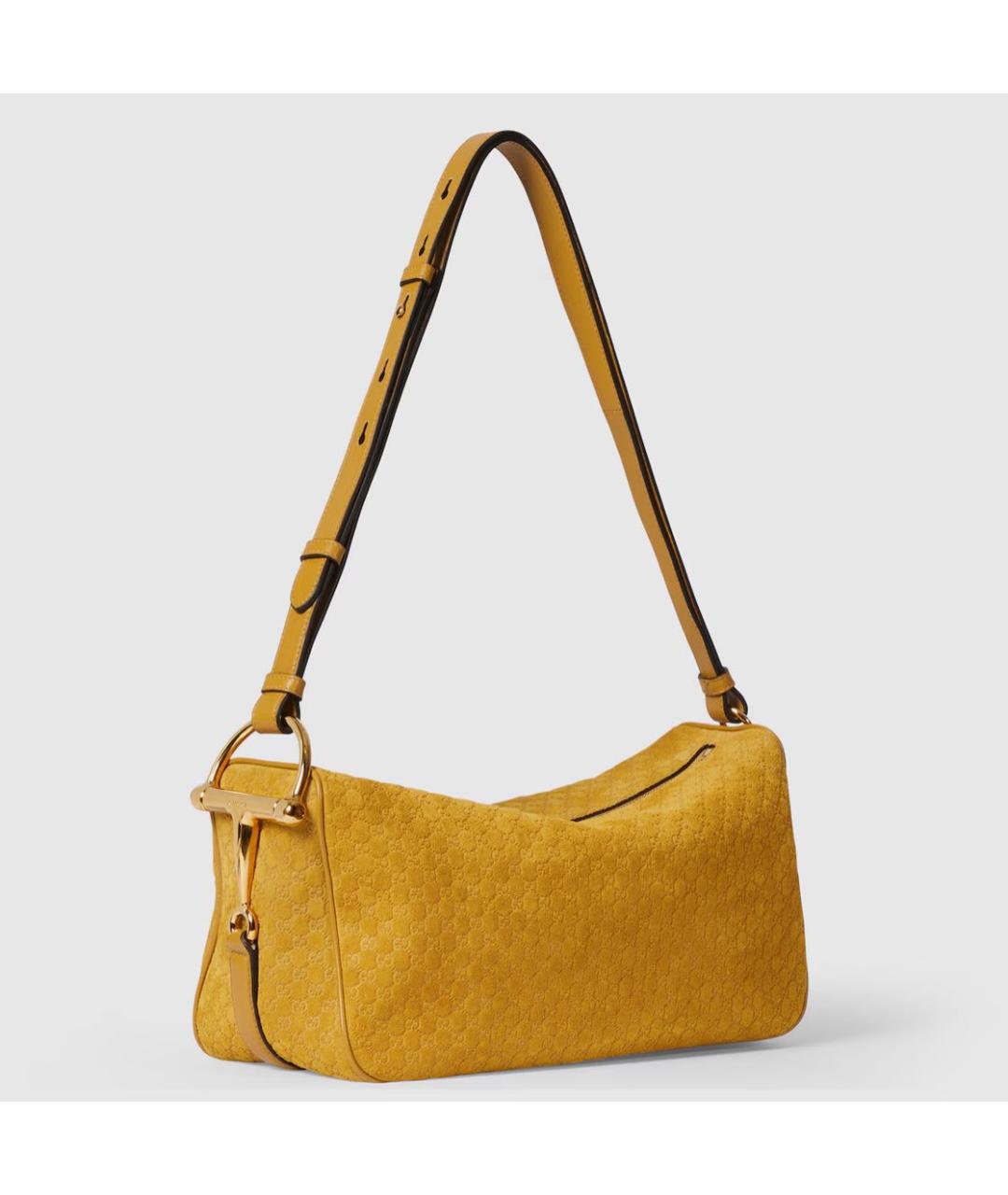 GUCCI Желтая кожаная сумка с короткими ручками, фото 4