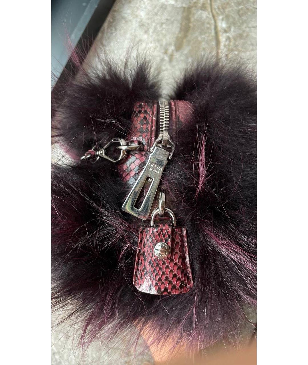 PRADA Бордовая меховая сумка через плечо, фото 8