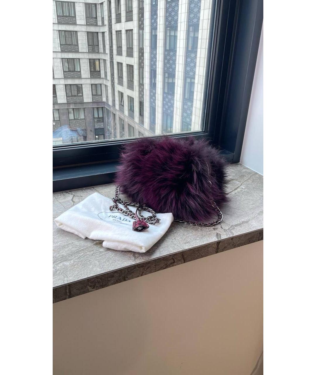 PRADA Бордовая меховая сумка через плечо, фото 2