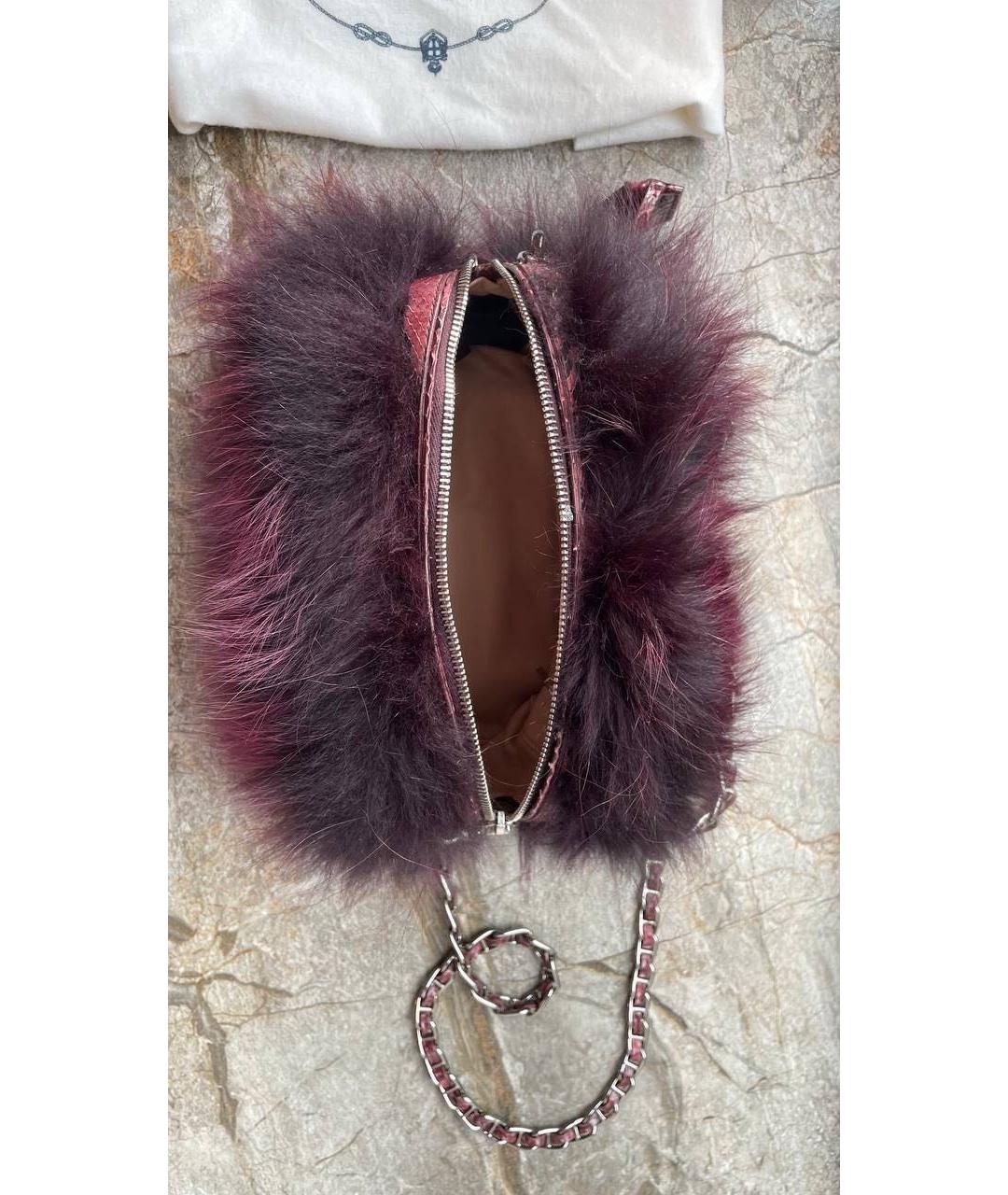 PRADA Бордовая меховая сумка через плечо, фото 4