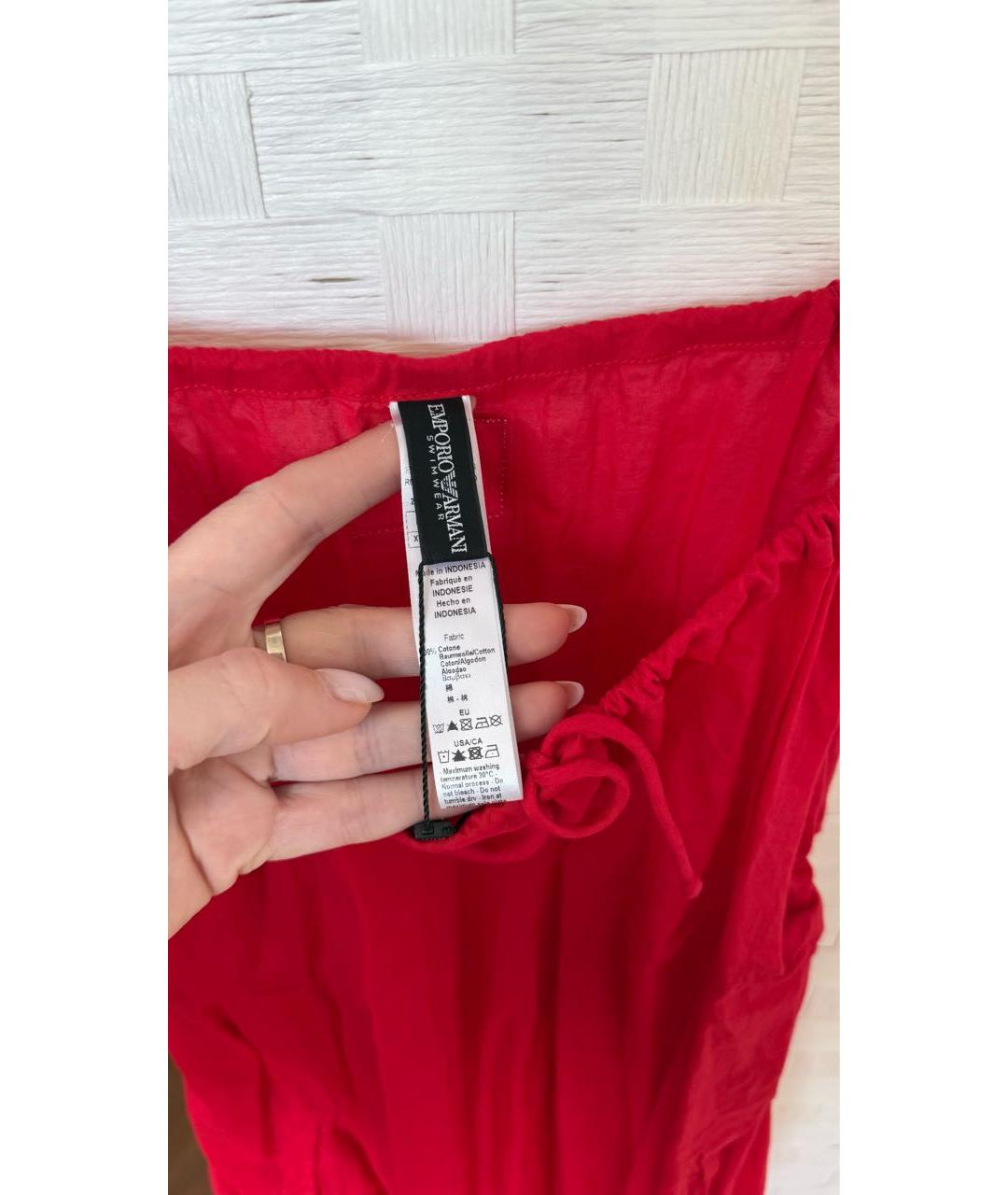 EMPORIO ARMANI Красная хлопковая туника, фото 4